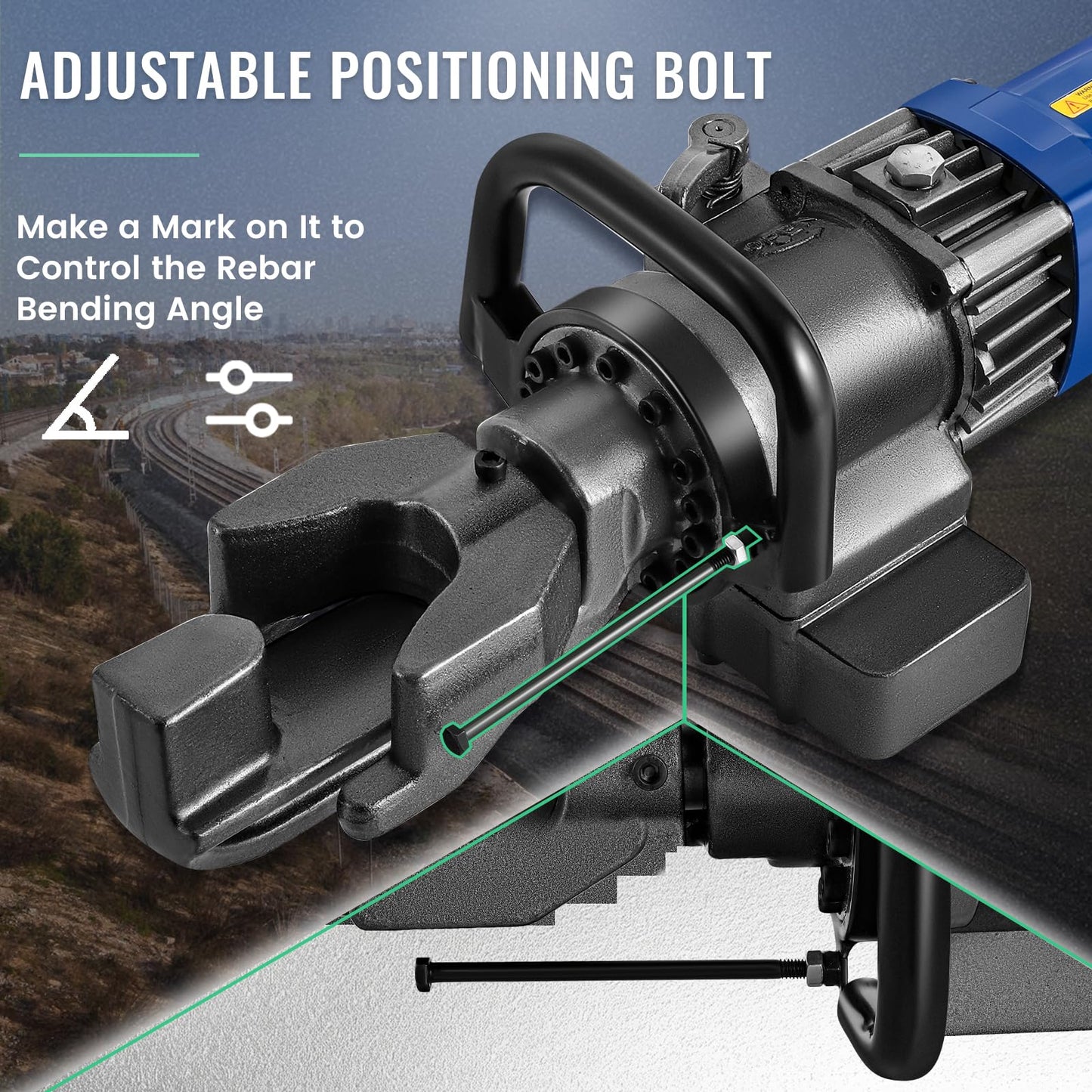 Huanyu Electric Rebar Bender 900W Hydraulic Rebar Bending Machine 5/8Inch #5 16mm Rebar within 5s Bending Angle 0°-130° with Positioning Bolt Fast Easy Bending Rebar Steel Bar Steel Rod 110V RB-16