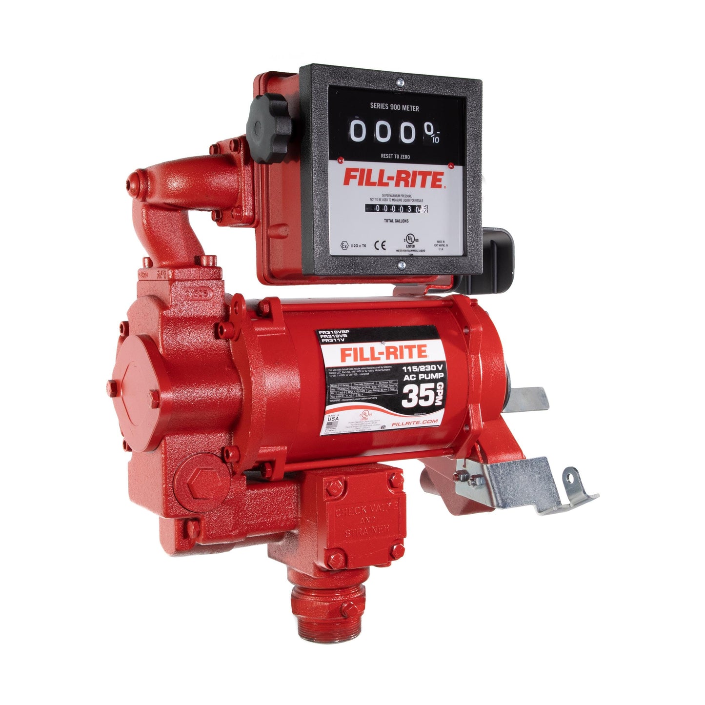 Fill-Rite FR311VN 115V/230V 35 GPM Fuel Transfer Pump with Mechanical Meter (Gallons) - Heavy-Duty Electric Pump with High Flow Rate and Durable Construction