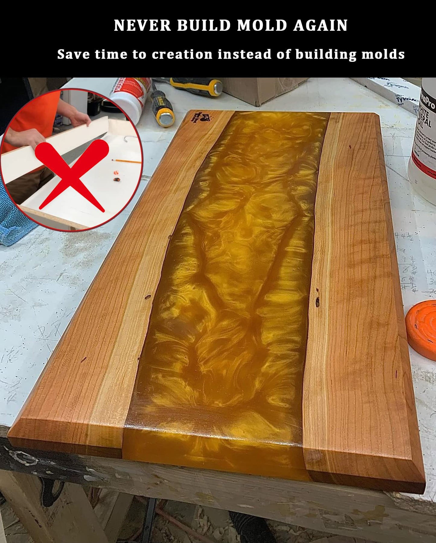 Kalinta Epoxy Mold with Divider Adjustable- 23.5x23.5x3in No-Seal Resin Mold Integrated Clamping System - Perfect for Beginners & Experienced Artists Alike - Ideal for Creative Resin Art Projects