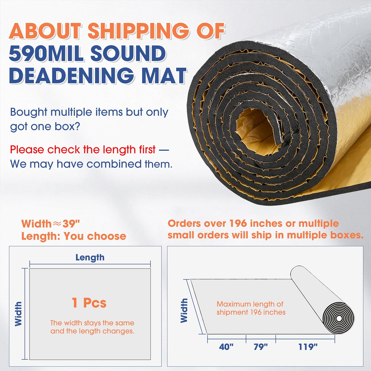 FOURUB 5/8inch Sound Deadening Heat Shield Material for Cars, 590 Mil Closed Cell Foam Insulation for Hood Engine Roof Trunk (Silver-590mil 39inch Wide, 30 sqft-110"x 39")