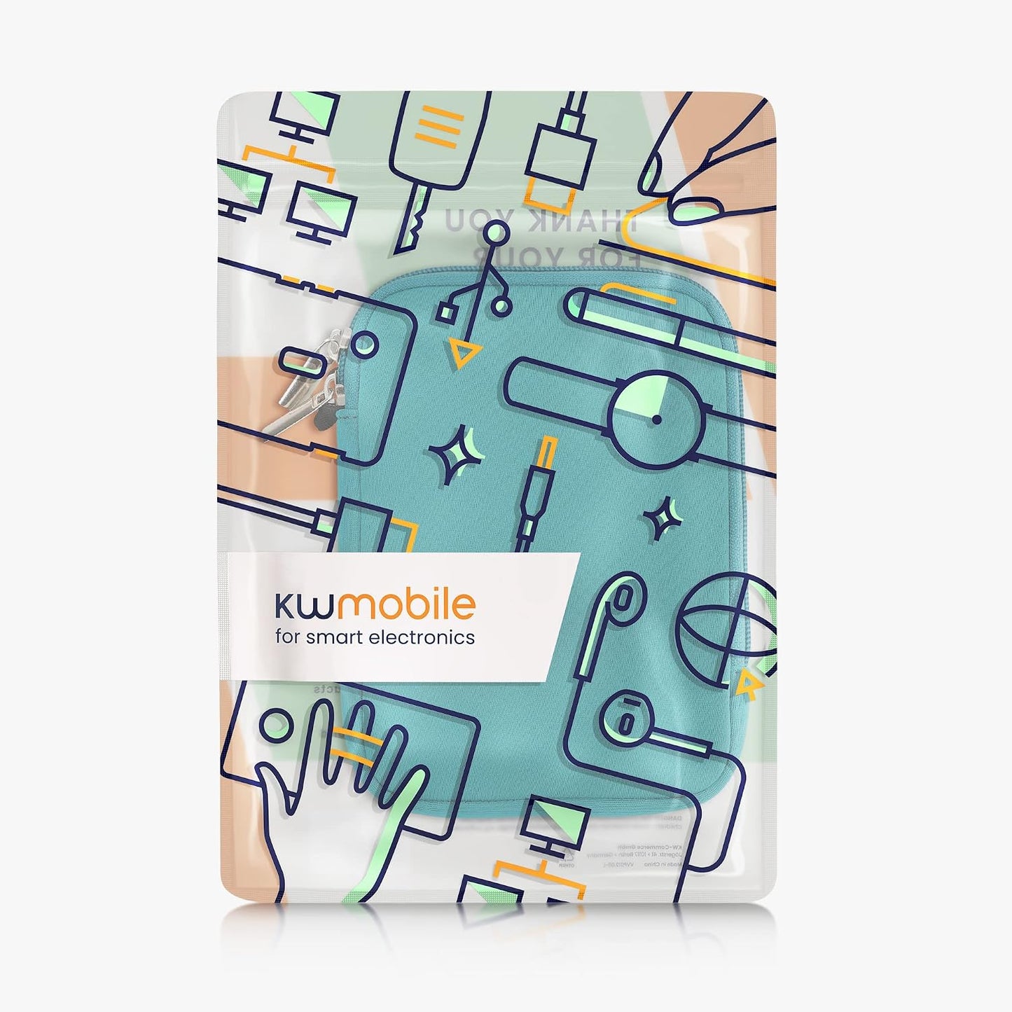 kwmobile 6" Neoprene e-Reader Pouch Size eReader - Universal eBook Sleeve Case with Zipper - Petrol