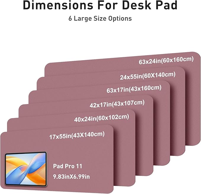 Aothia Faux Leather Desk Mat - Large Mouse Pad, Non-Slip PU Leather Blotter, Waterproof Writing Surface for Office and Home (Dark Pink, 42" x 17")