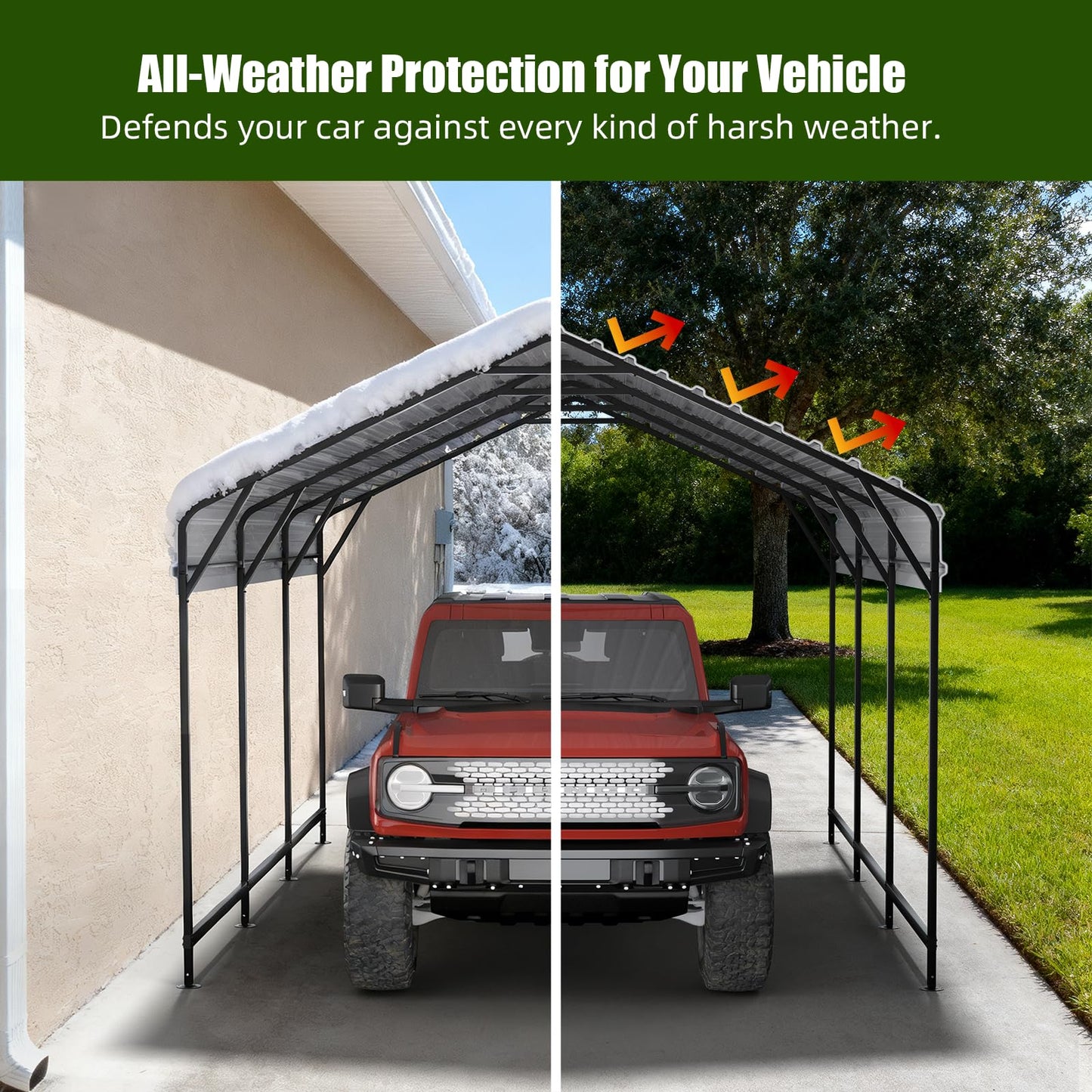 VOYSIGN Metal Carport Heavy Duty 12x20ft Outdoor Galvanized Steel Car Port, Vehicle Canopy Garage Shade, Multi-Use Shelter for Car, Boat, Tractors & Outdoor Storage