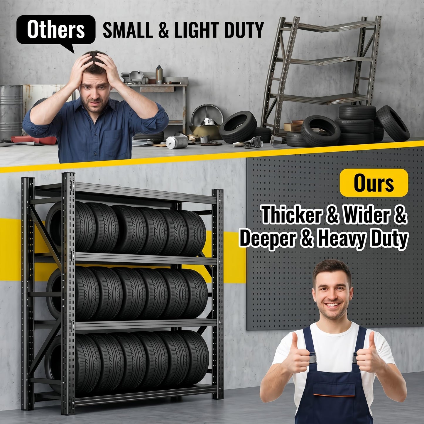 Nexvrtau Heavy Duty Garage Shelving, 46" W x 20" D x 71" H, 3500 LBS Capacity, 4-Tier Adjustable Metal Storage Shelves, Reinforced Steel Storage Rack for Garage, Basement, Utility Room