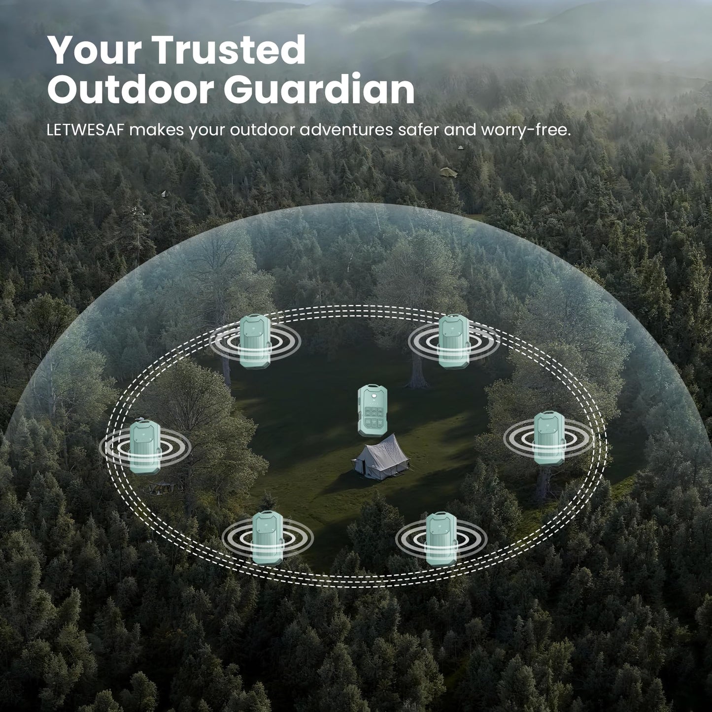 Portable Radar Perimeter Security Alarm System, Green (1 Receiver + 3 Detectors)