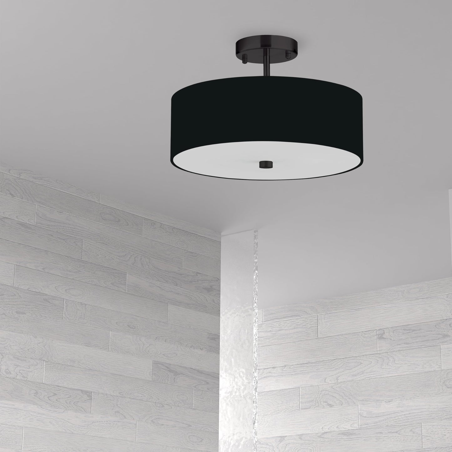 Dainolite Everly Semi Flush Light, 3-Light, 180W, Model 571-143SF-MB-BK, Black