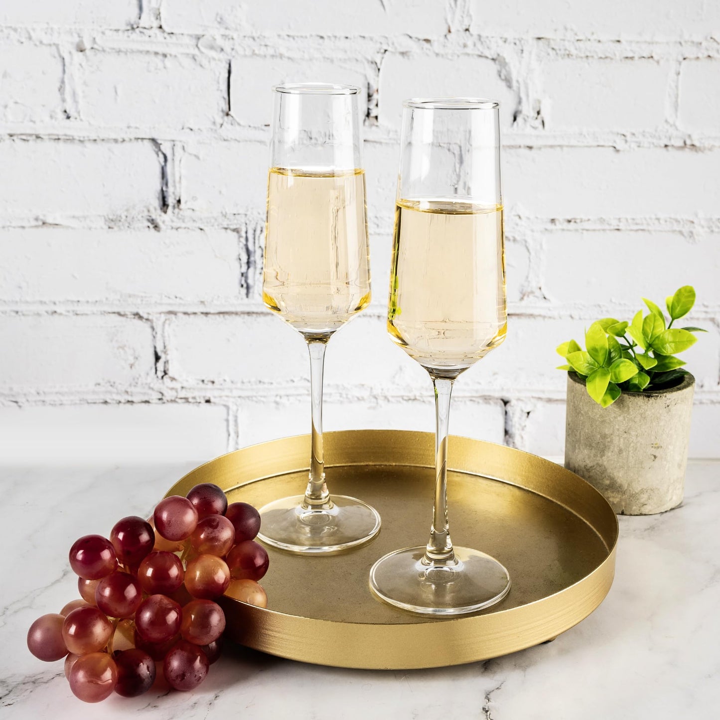 YANGNAY Champagne Flutes Set of 12, 7.5 oz Stemmed Champagne Glasses, Sparkling Wine Glasses for Party, Clear