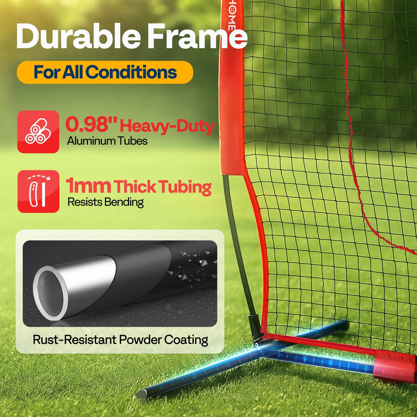 VIVOHOME Baseball Softball Batting Net - 7x7 Ft Baseball Backstop, Softball Practice Net for Hitting, Pitching, Throwing with Batting Tee and Carry Bag, Red