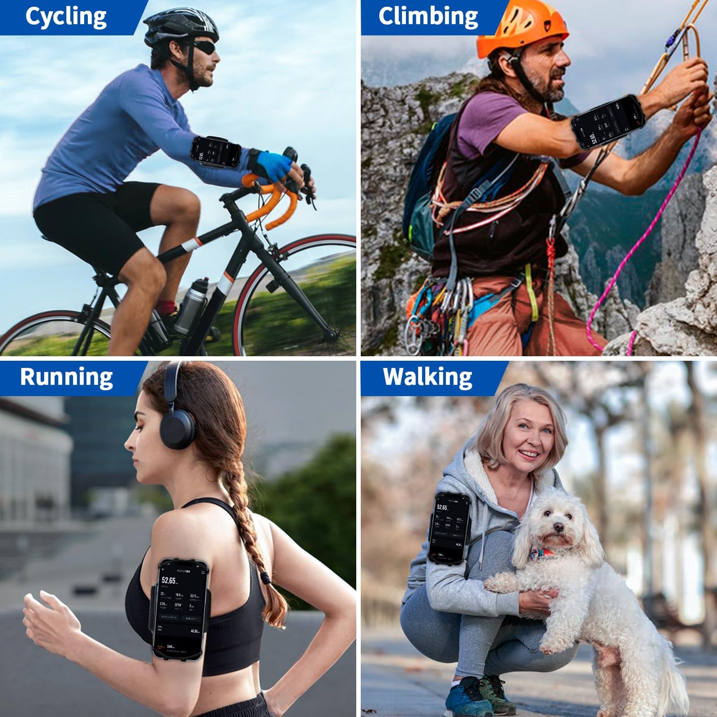 HLOMOM Running Phone Holder Armband for Phone, Detachable & 360°Rotated Sports Armband with Key Pocket for iPhone 17/16/15/14/13 Pro/12 Pro/XS/XR/8/7/6s Plus, for Samsung Galaxy 4''-6.5'' Cellphone