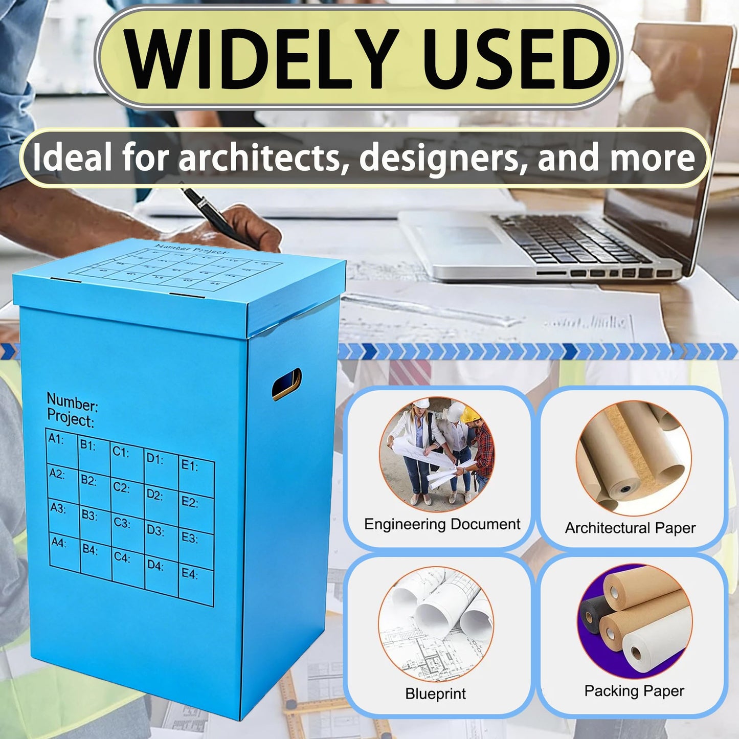 Aifukena Blueprint Holder Storage Organizer - Blueprint Storage Rack，20 Slots ，Used Storing for Anchor Charts ，Poster， Map (With Lids 1 Pack)
