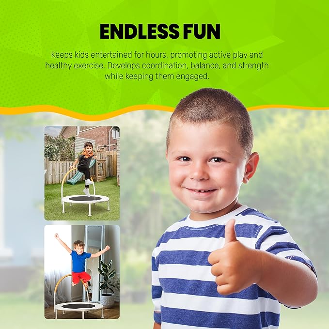Jumpking 36 inch Indoor and Outdoor Toddler Trampoline with Bungie Cords, Powder Coated Rust Resistant, Perfect for Families with Young Children