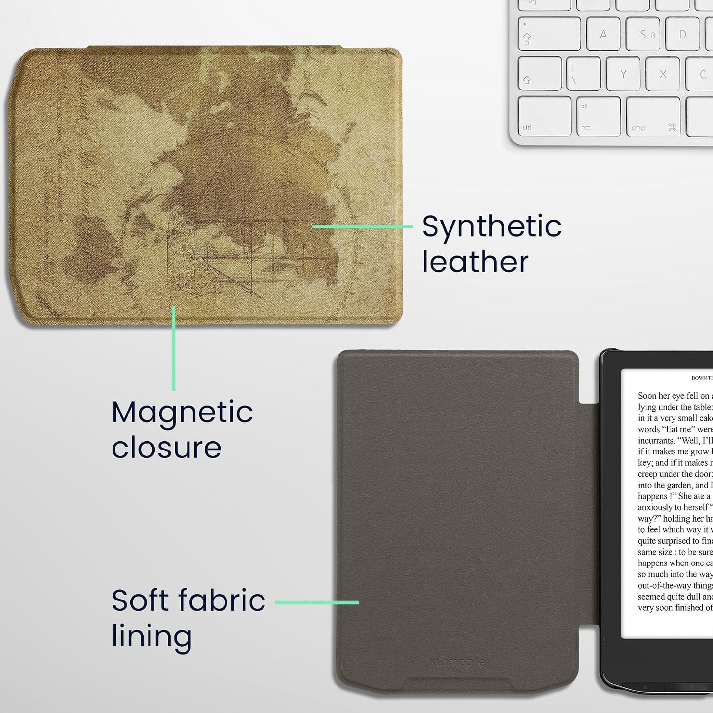 kwmobile Vintage Brown/Light Brown eReader Cover for Pocketbook Verse Series
