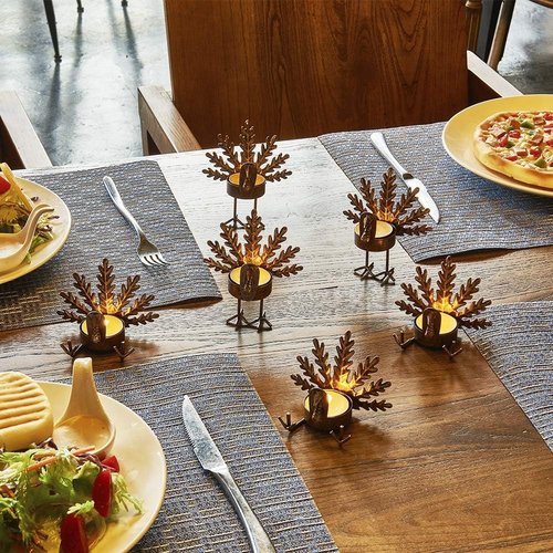 FORUP Metal Turkey Tea Light Candle Holders - 6 Pack for Thanksgiving Home Decor