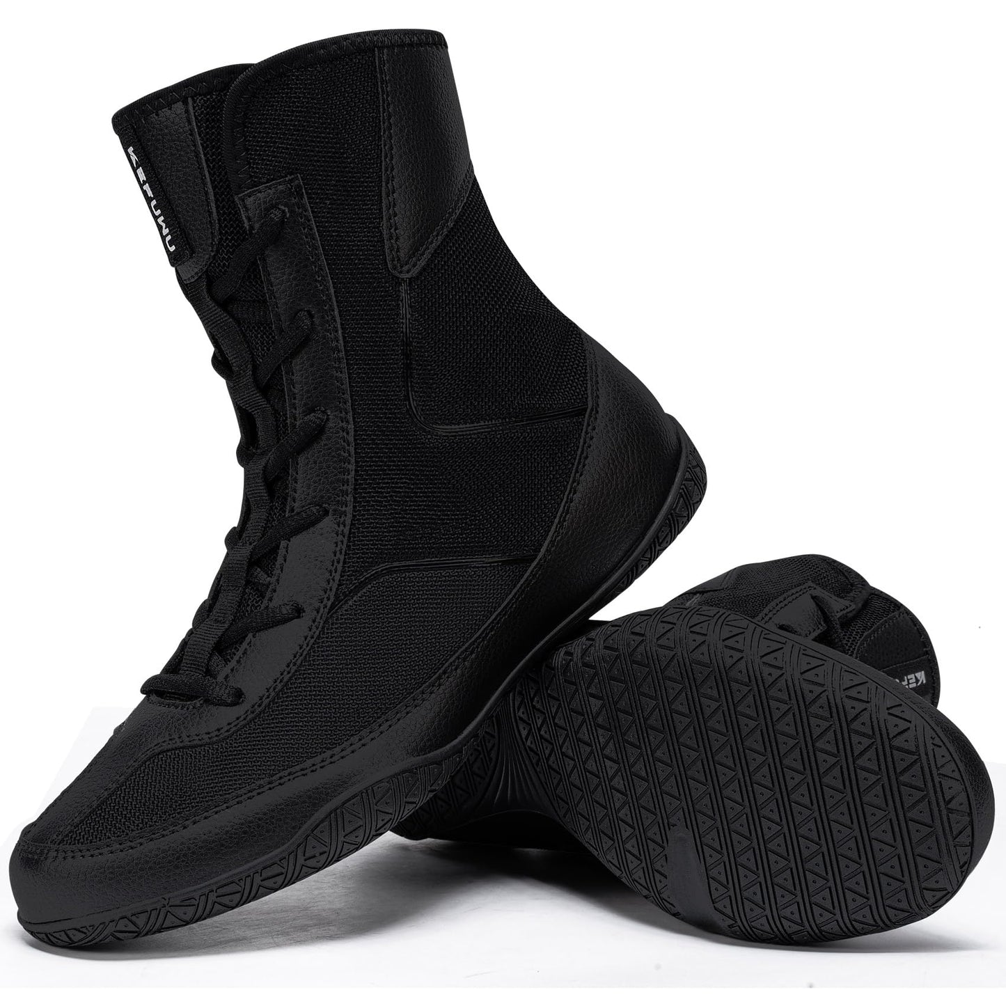 KEFUWU Wrestling Boxing Boots Wide for Men High Top Breathable Lightweight Non-Slip for Competition & Training(9.5 Man Wide, Black)