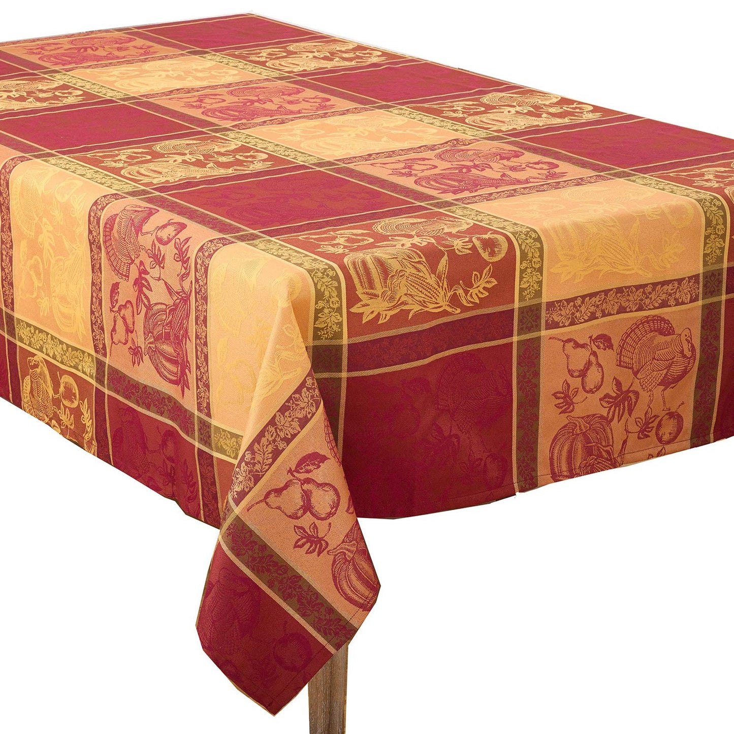 Occasion Gallery Orange Fall Colors Thanksgiving Holiday Jacquard Design Dinner Tablecloth, 72" x 144" Rectangular