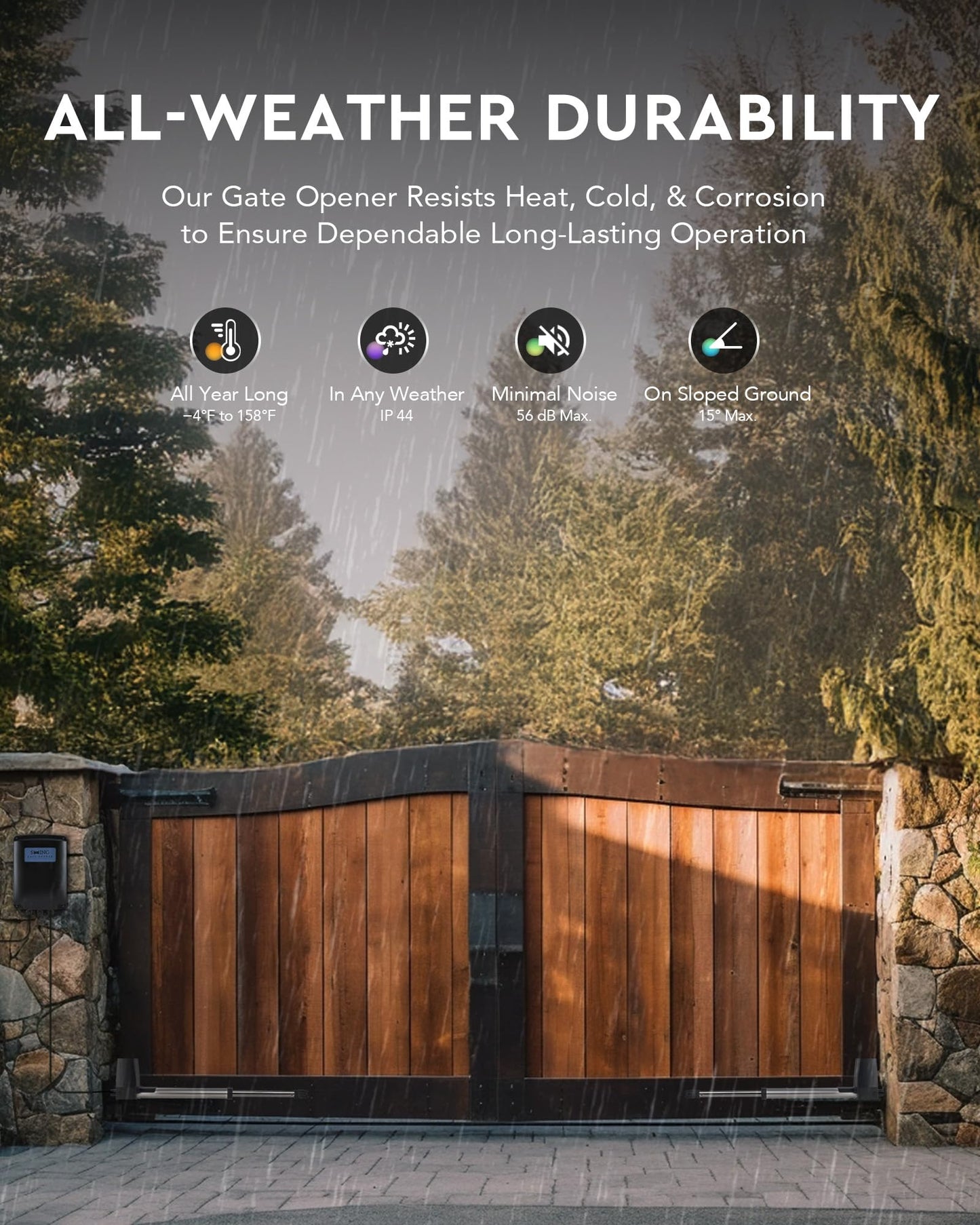 CO-Z ADSW4 Automatic Gate Opener Kit, Dual Swing Gate Openers for Doors up to 1300lb 20ft, Electric Driveway Gate Openers with Remote Kit Infrared Sensors Equipped Solar Battery Charging Compatible