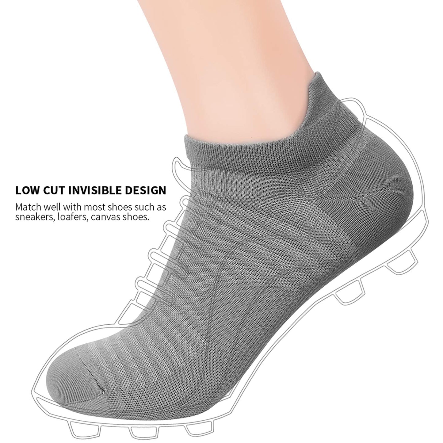 Compression Ankle Socks (6 Pairs) for Men & Women, Running Socks With Arch Support