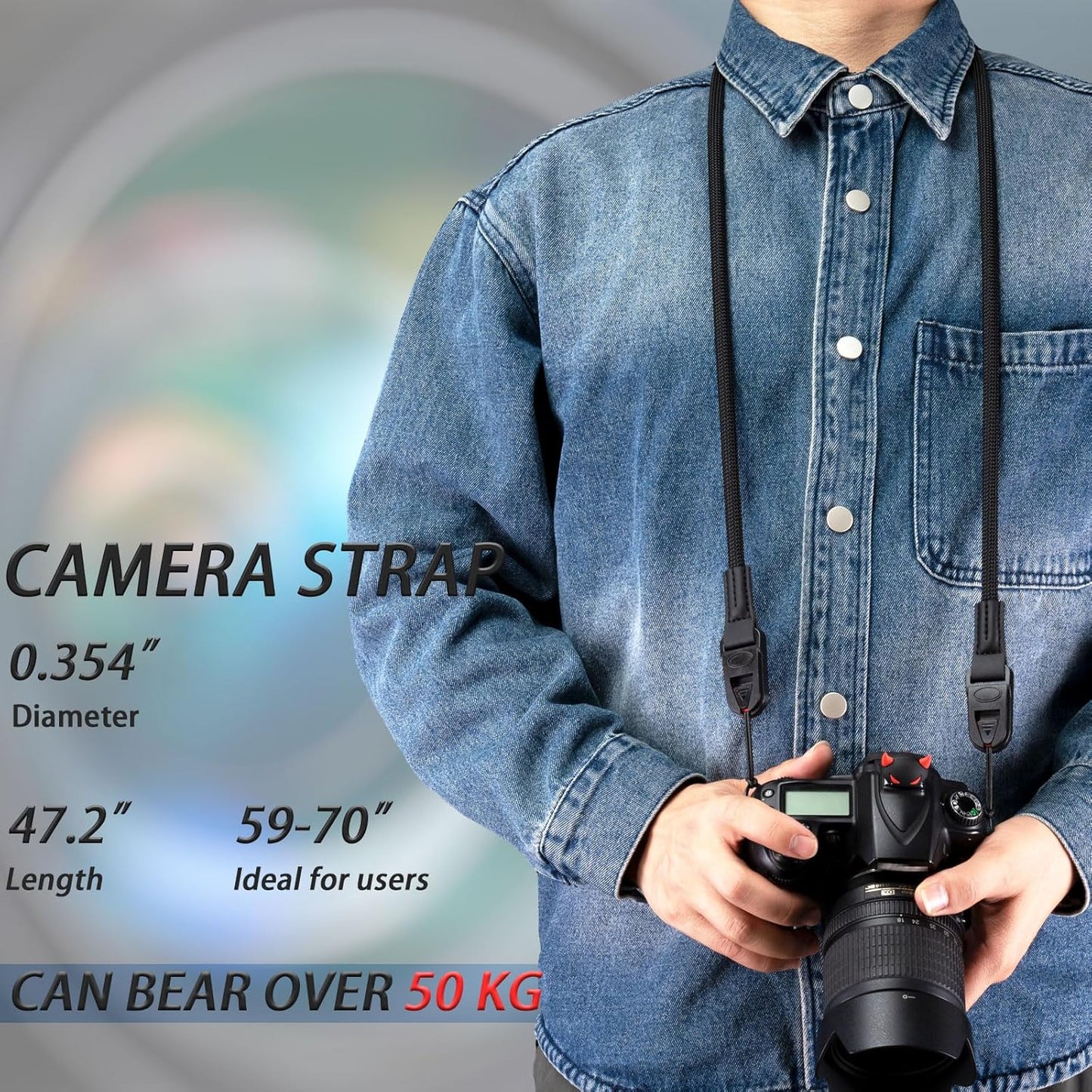 Vintage QD Nylon Camera Strap Rope - Quick Release Neck & Shoulder Straps for DSLR