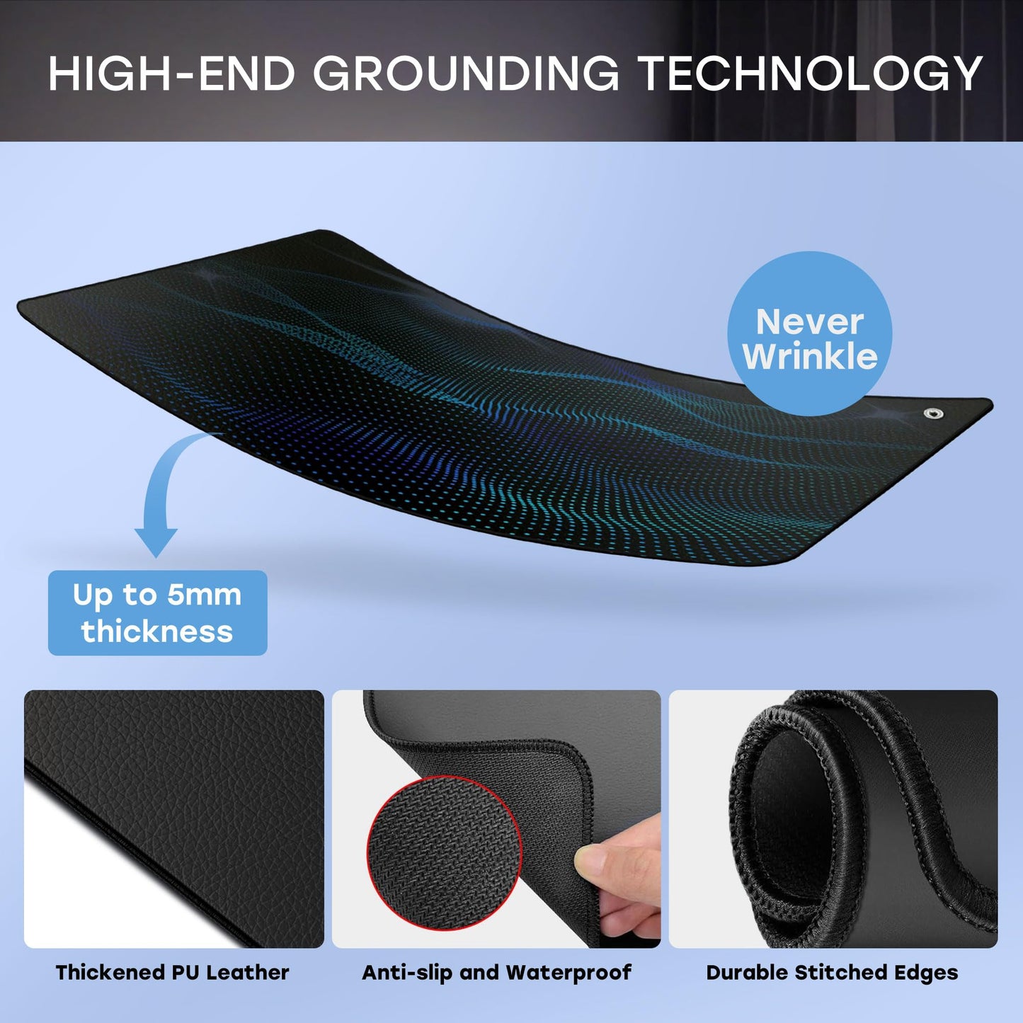 Grounding Mat for Desk, Grounded Mats for Sleep, Pain Relief, Stress Relief, Earth Connected Therapy. Grounding Pads with 15ft Cord, Indoor Grounded for Full Body Balance & Wellness Support(26.5x10in)