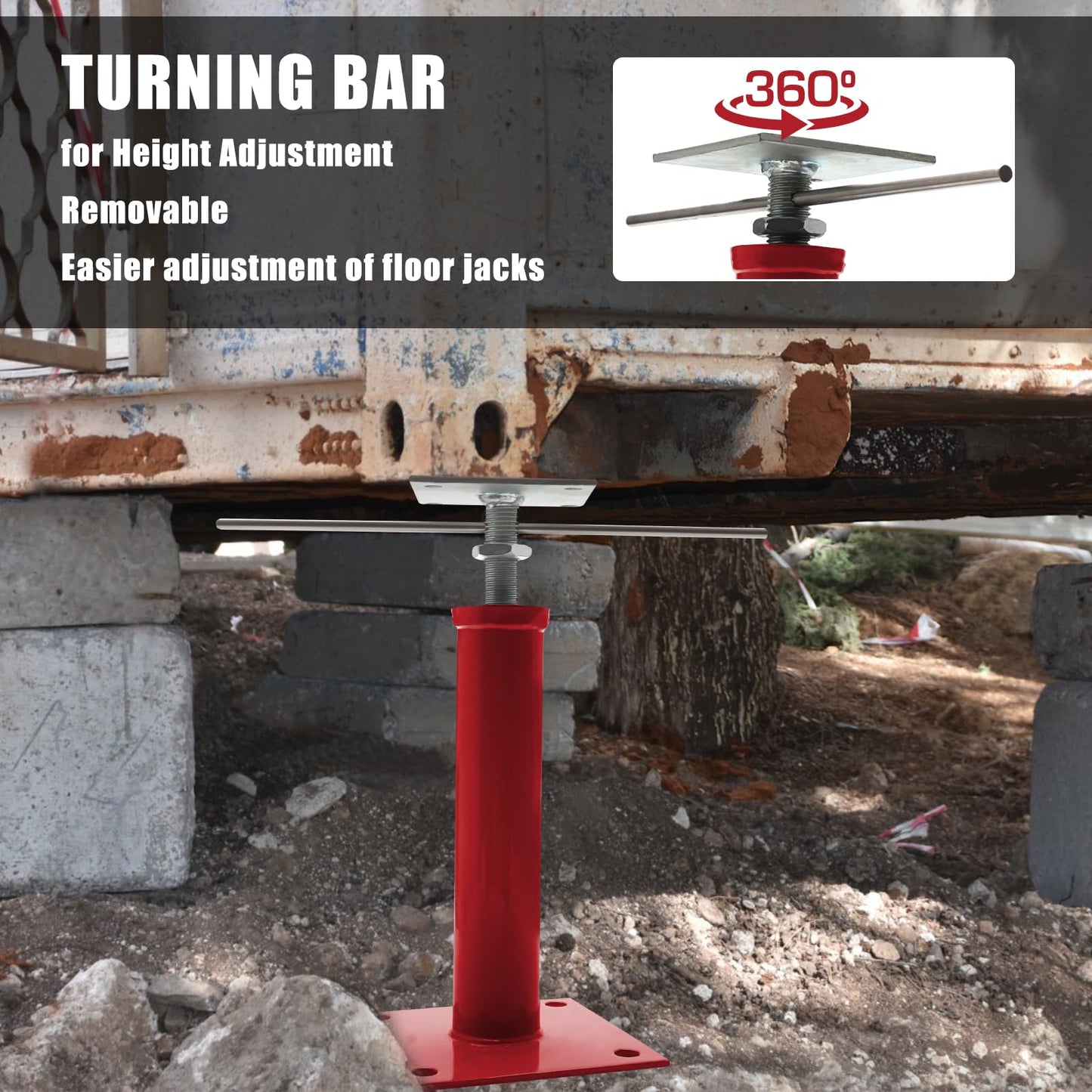 OPERMAXER House Jacks for Leveling Crawlspace, 11" -16" Height Range，9920 lbs to 6860 lbs Height Capacity (Each)，Floor Jacks Joist Beam Brace for Cellar Ceiling - Screw Pole Jack, 2 Pack