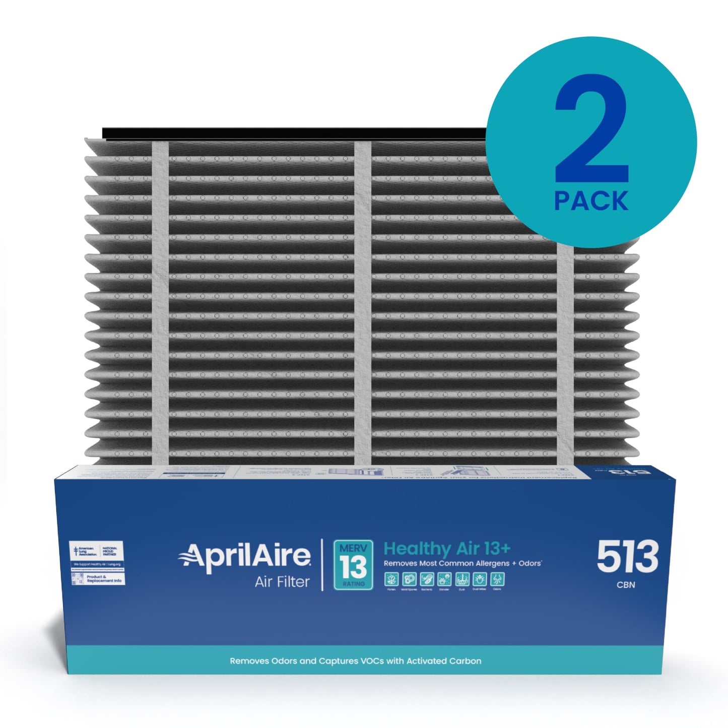 AprilAire 513CBN Replacement Filter for AprilAire Whole House Air Purifiers - MERV 13 with Carbon, Healthy Home Allergy + Odor Reduction, 31x28x4 Air Filter (Pack of 2)