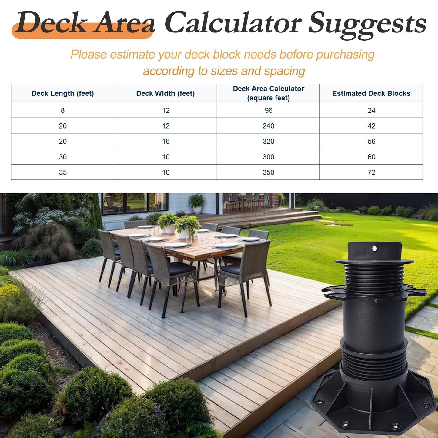 8 Packs Adjustable Deck Support Deck Blocks Plastic Pedestal Paver, Shed Foundation Base Deck Block Floor Raising 5.5" - 8.7", Joist Support Pedestals for Wood WPC Aluminum Foundation Kit