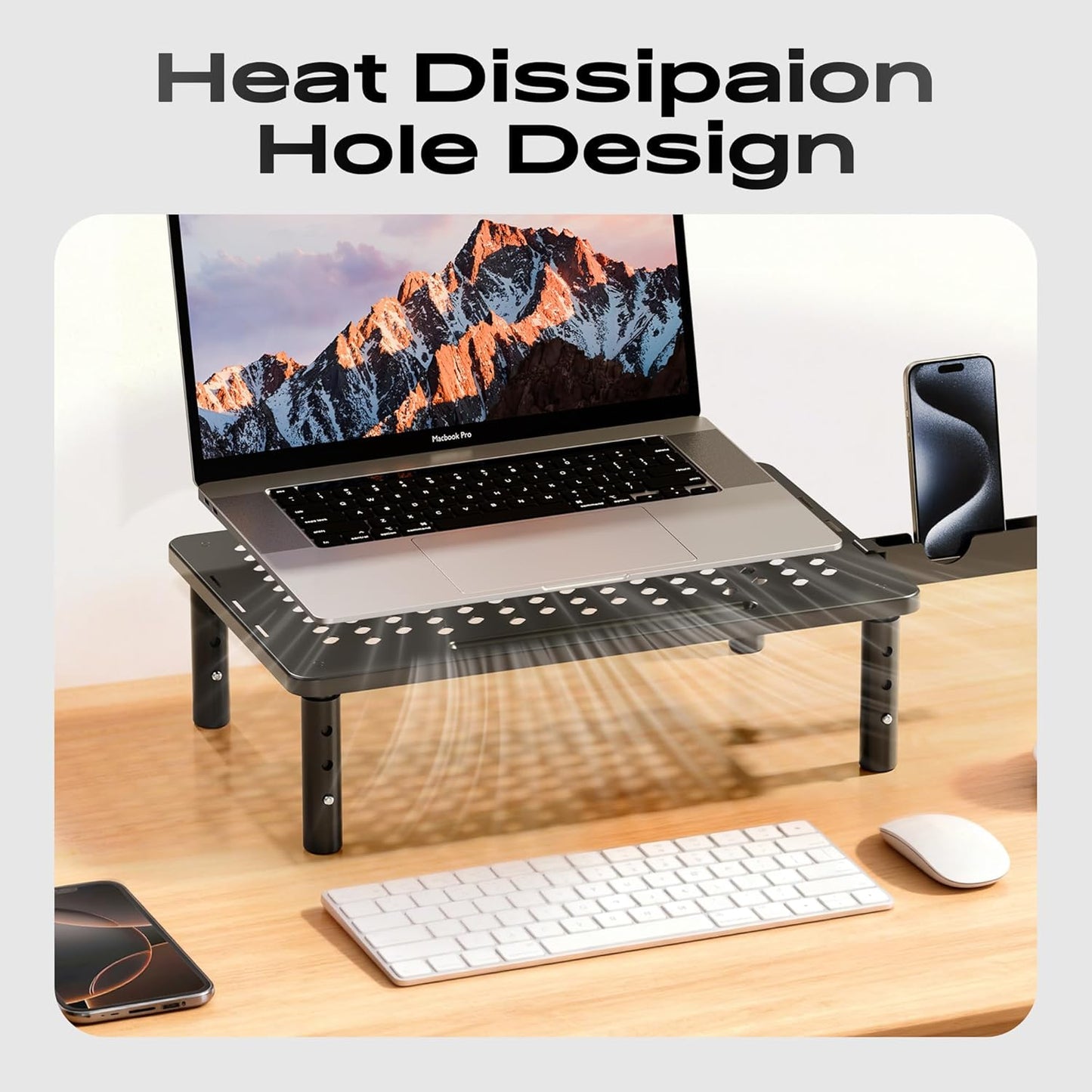 3 2 Pack Computer Monitor Stand Riser for Desk, Height Adjustable PC Laptop TV Desktop Monitor Stand Shelf, Metal