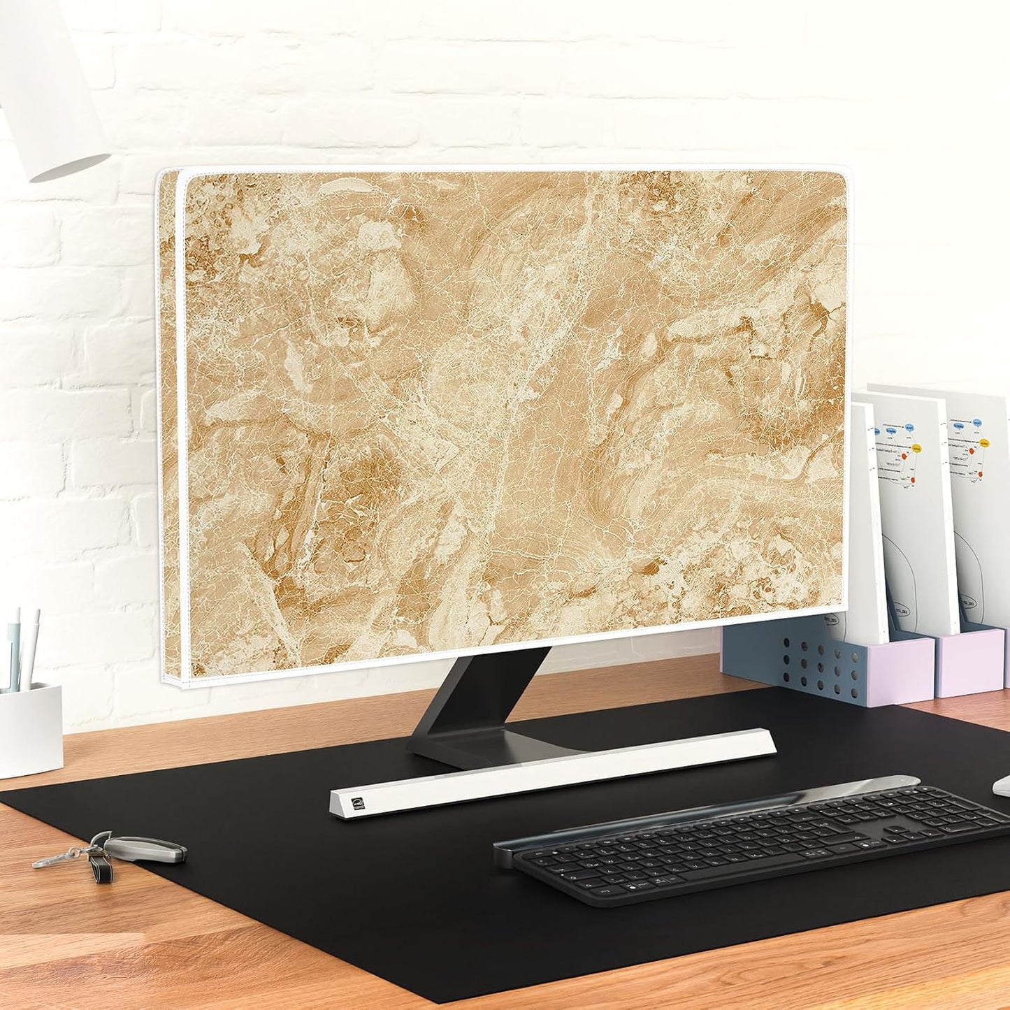 22, 23, 24, 25 Inch 24,22-25 Baocicco Amber Marble Waterproof Computer Monitor Cover Abstract Texture Full Body Cover