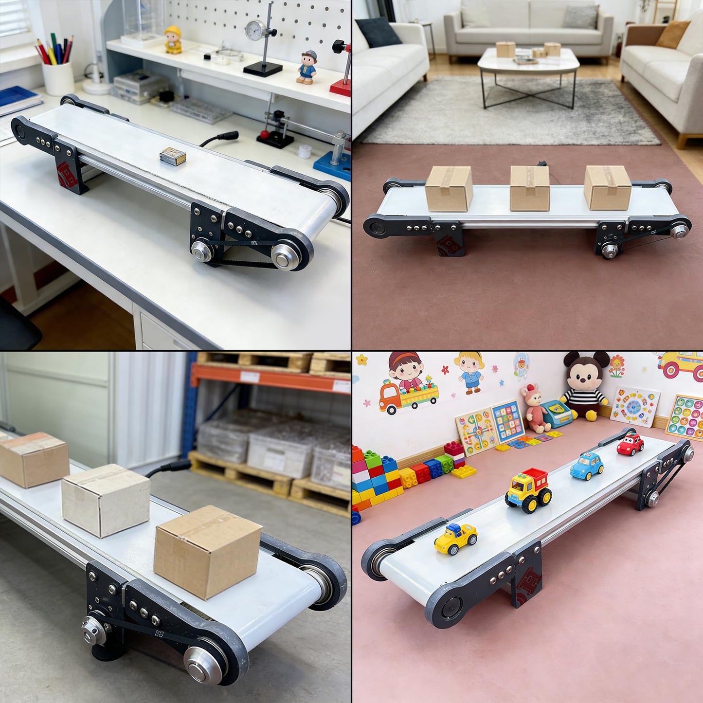 DC 12V Variable Speed Electric Conveyor Belt System with Controller, 116RPM Motor, 19.7” x 3.9” Aluminum & PVC Frame for Industrial, DIY Projects (19.7 x 3.9 x 2.8 in)