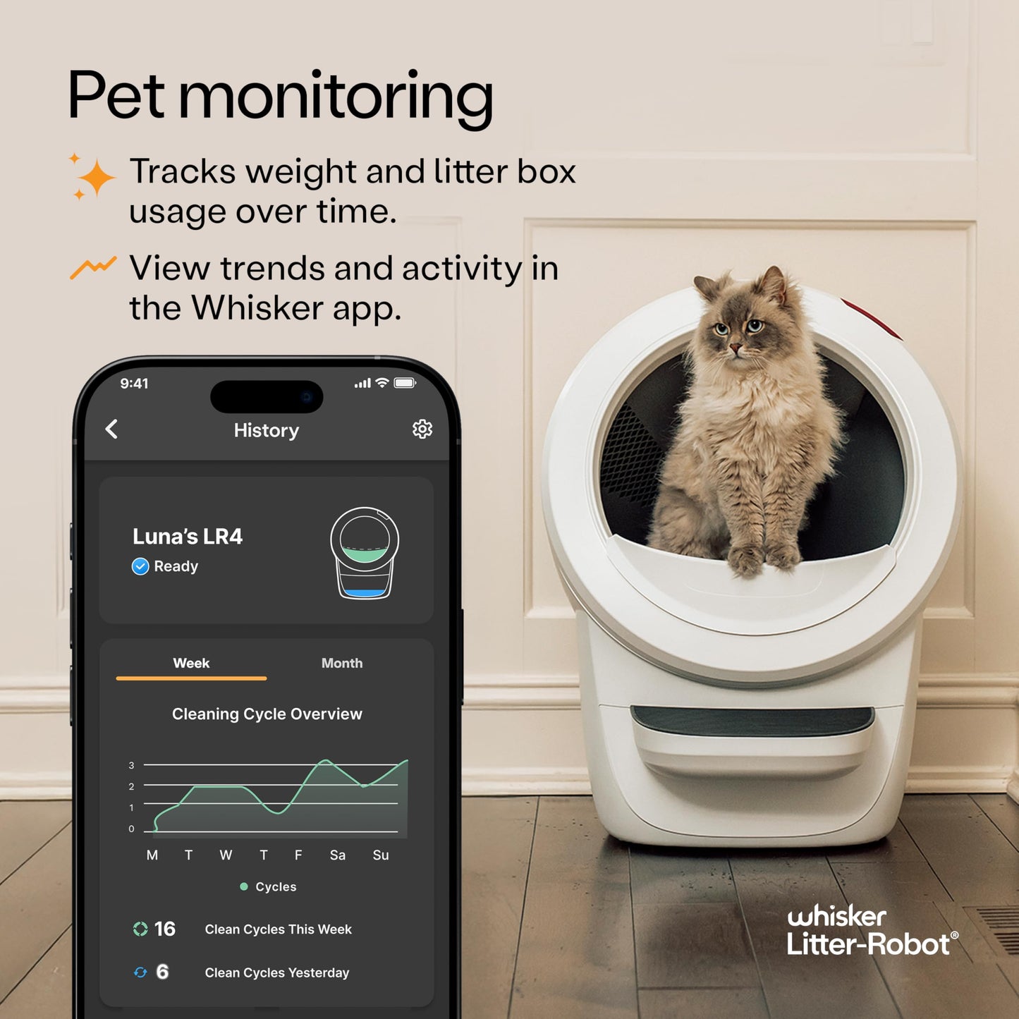 Whisker Litter-Robot 4 Supply Bundle, White - Automatic, Self-Cleaning Cat Litter Box, WiFi Enabled, Includes Litter-Robot 4, 3 OdorTrap Refills, 10 Liners, 30 Cleaner Wipes, & 2 Carbon Filters