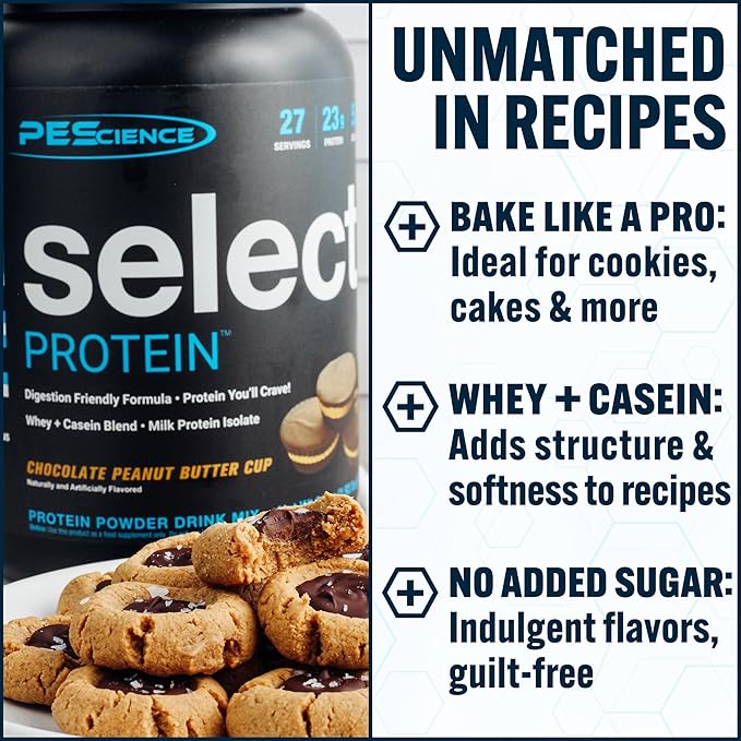 PEScience Select Protein Powder, Whey and Casein Blend, Clean Protein Powder for Women and Men, Low Calorie, Low Carb, Keto Friendly, Gluten Free - Peanut Butter Cookie - 27 Servings