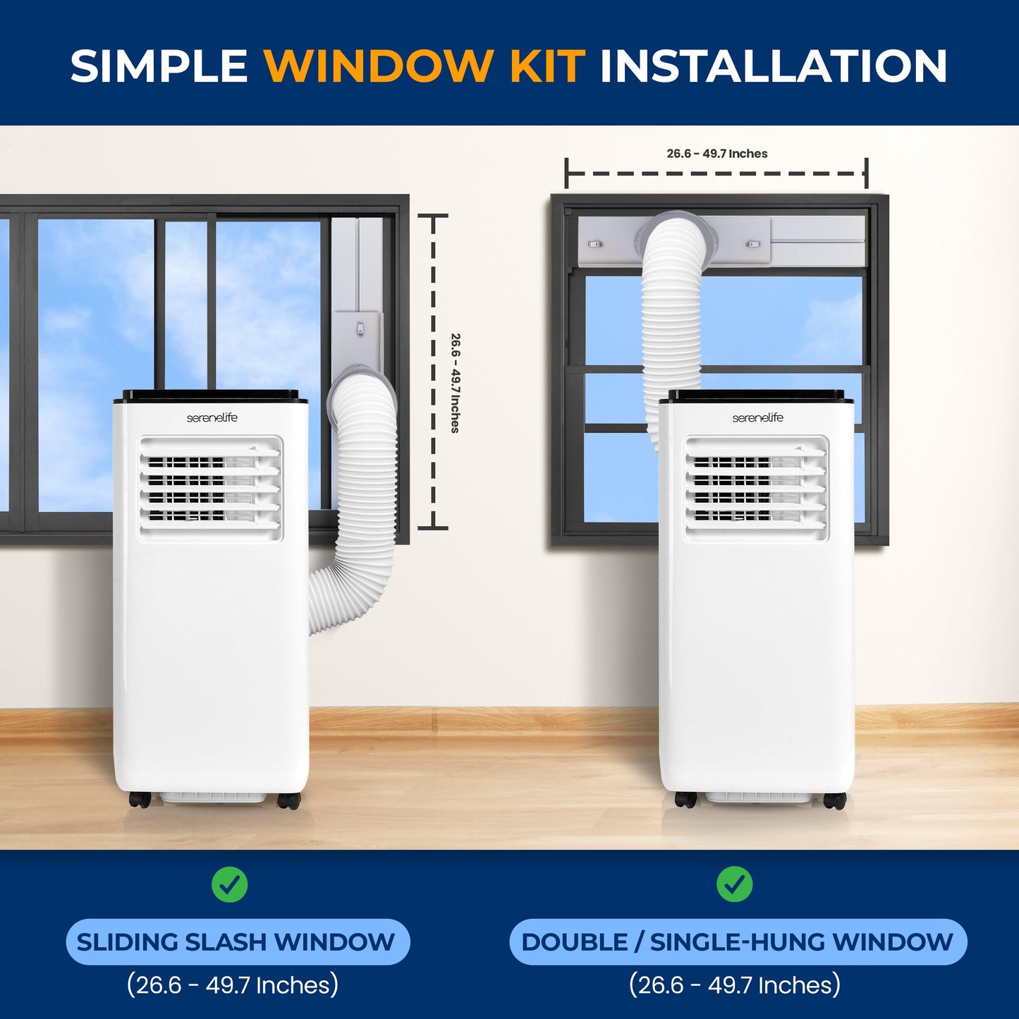 SereneLife 8000 BTU Portable Air Conditioner with Heating Functionality, 4-in-1 Compact Standing Air Conditioner for Room Up to 350 Sq. Ft., Floor AC Unit with LCD Remote Control, Auto Mode, Low Noise