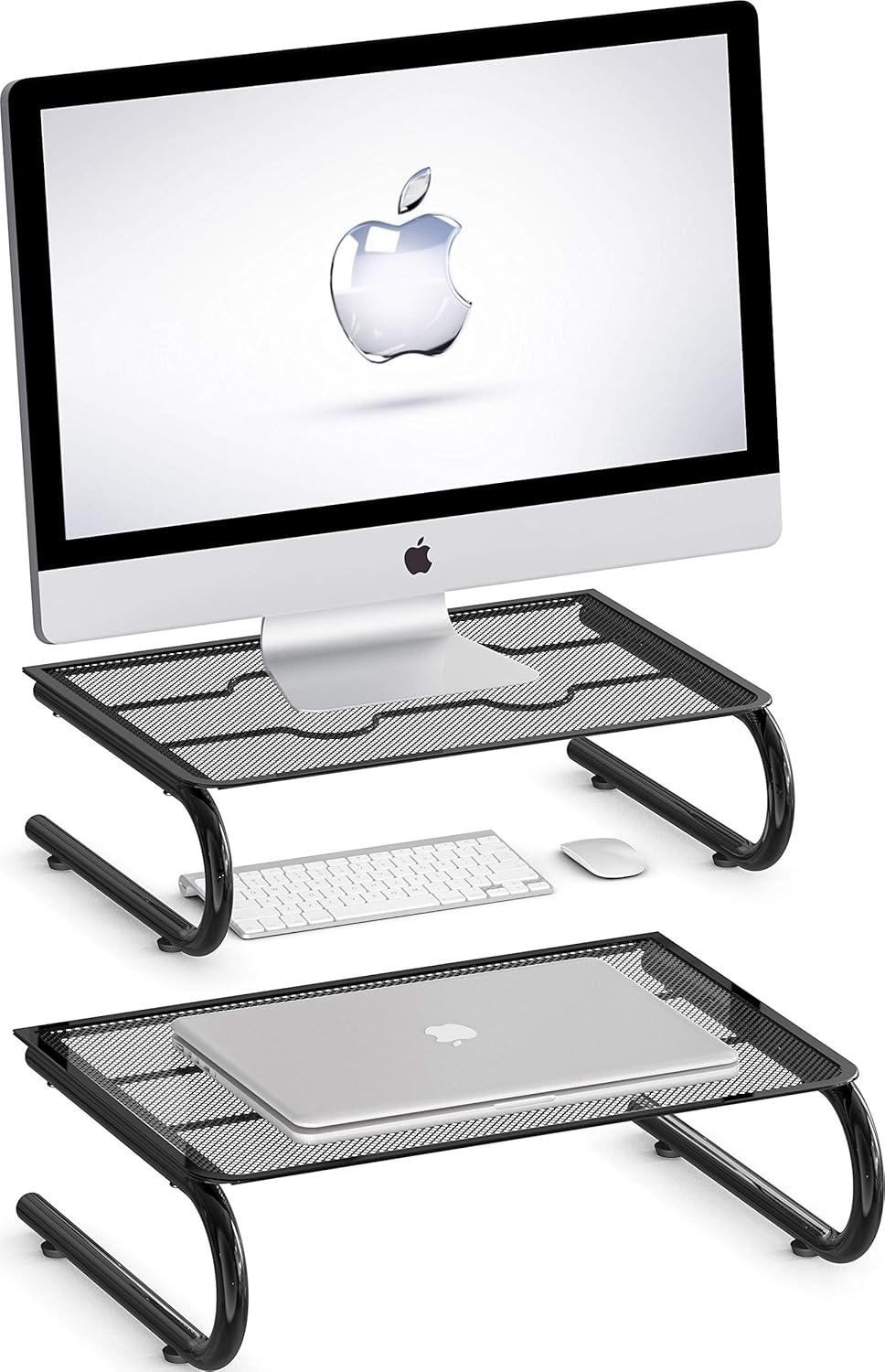 Simple Houseware 2 Pack Mesh Monitor Stand Riser, Black