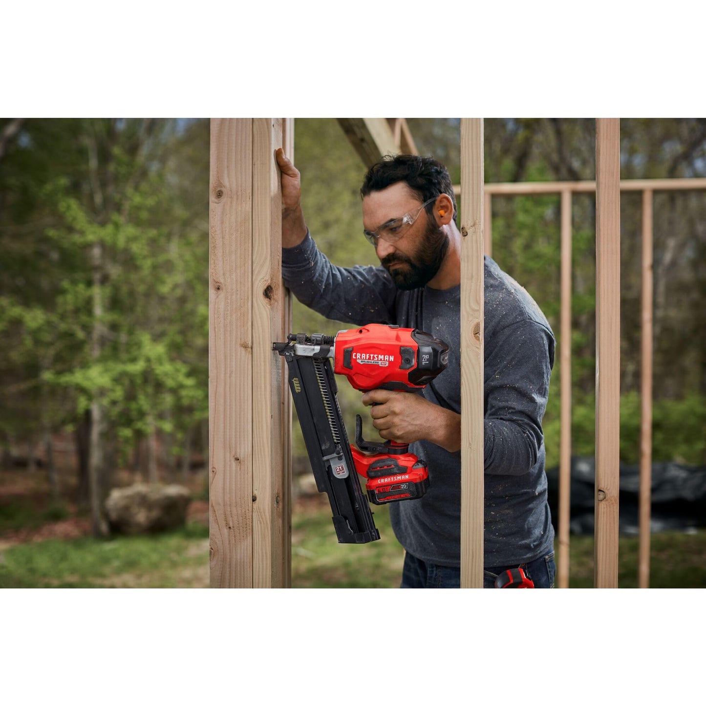 CRAFTSMAN V20 Cordless Framing Nailer, Nail Gun, 21 Degree, up to 3-1/4 inch Nails, Bare Tool Only (CMCN621PLB)