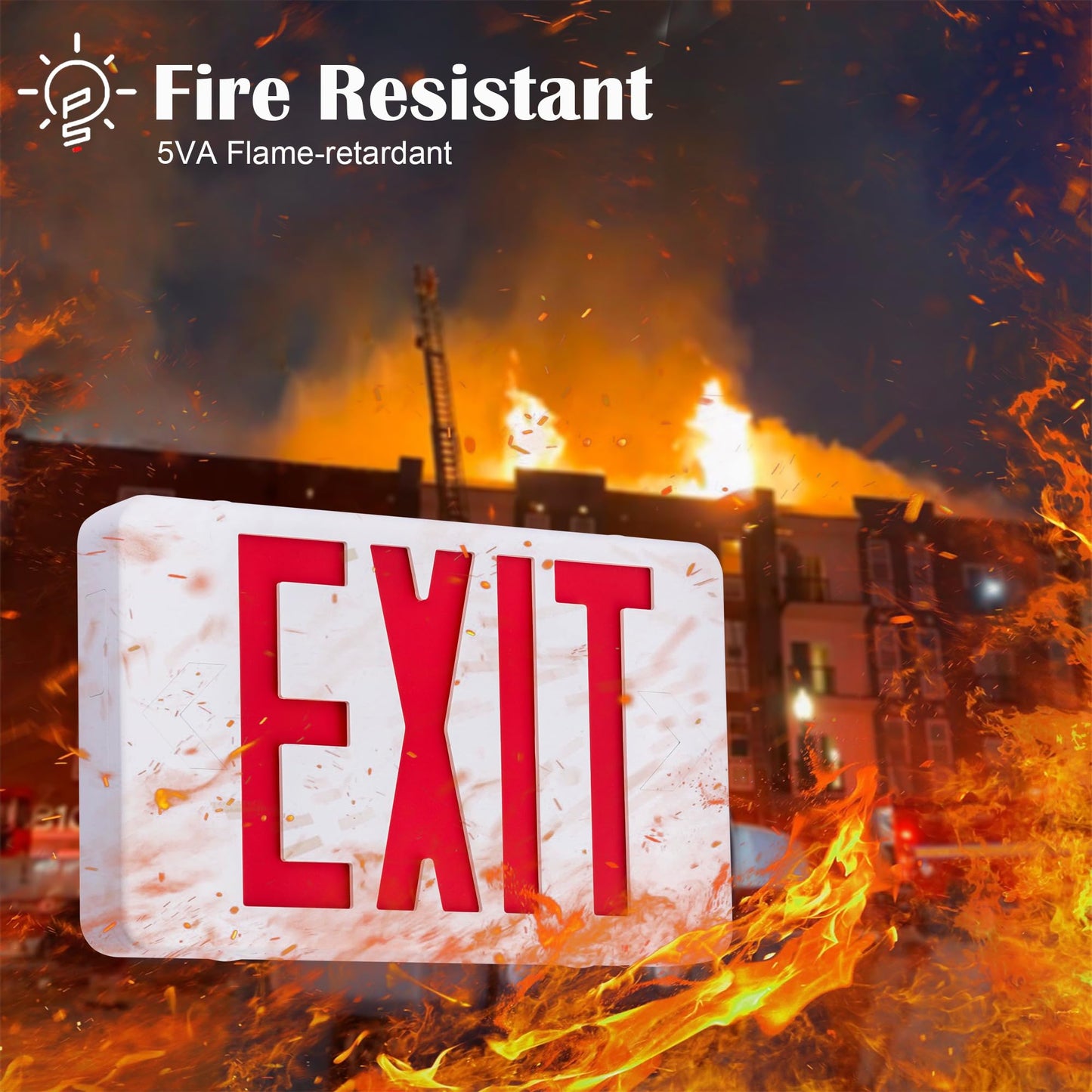 Gruenlich LED Exit Sign, Emergency Light with Double Face and Battery Backup, UL 924 Qualified, AC 120/277V, US Standard Hardwired Red Letter Exit Lights for Business, 6-Pack