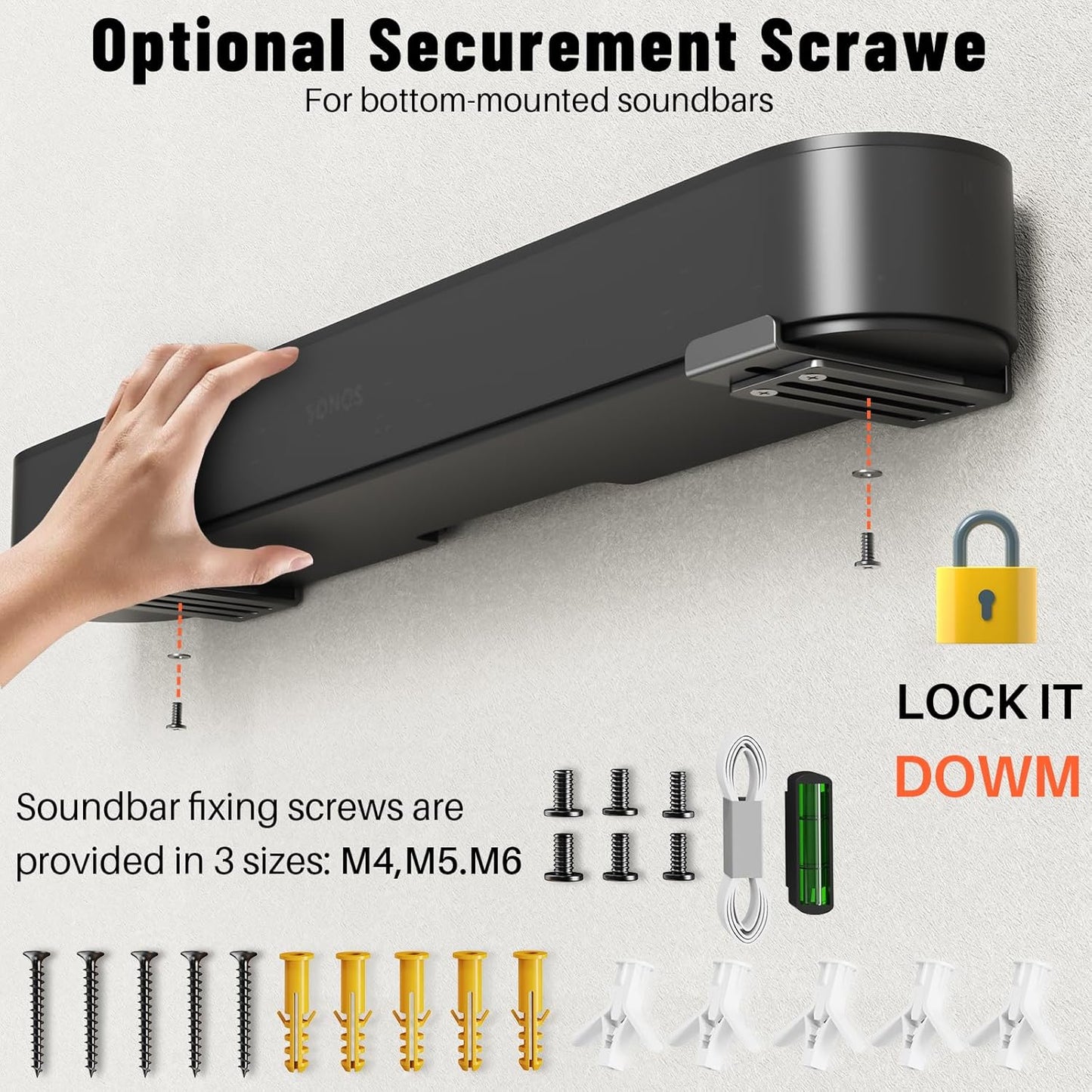 BYMECOST 3.3"-6.1", 40 lbs, Universal Soundbar Wall Mount Bracket, Metal Soundbar Shelf Compatible with Depth from