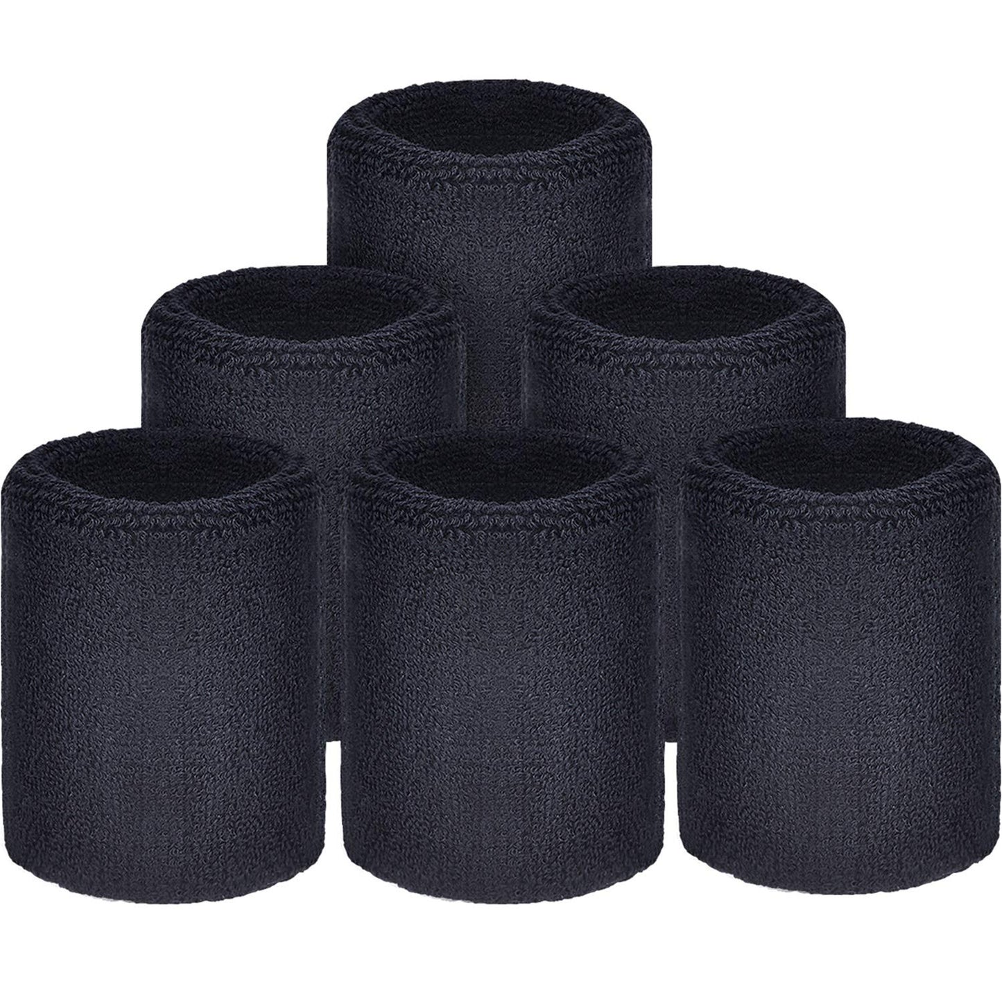 Willbond 6 Pcs Wrist Sweatbands Tennis Sweat Bands Sports Wristbands Sweat Wristbands Wrist Bands Competitions Absorbent Sweatbands for Basketball Tennis Football Running Working
