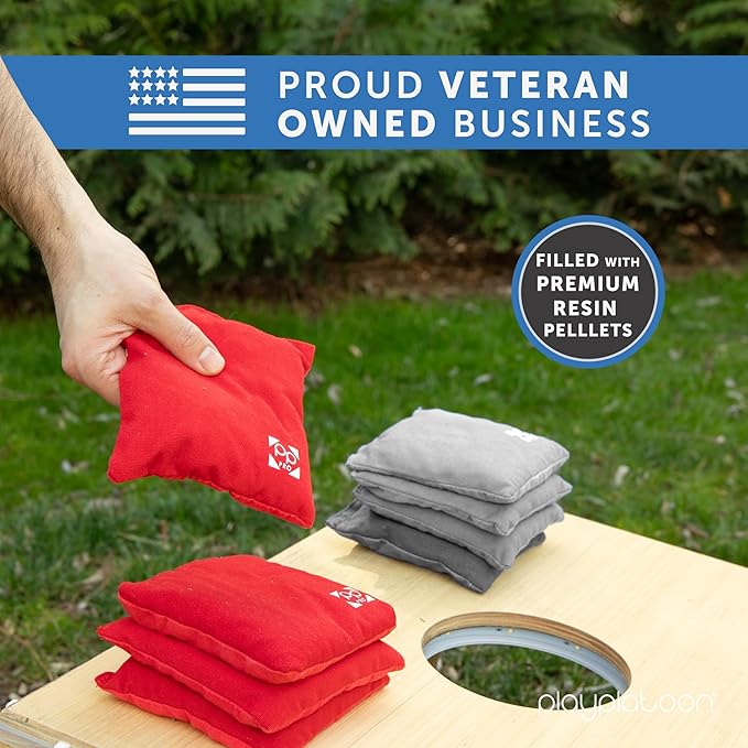 Professional Cornhole Bags - Set of 8 Regulation All Weather Double Sided - Sticky Side/Slick Side Bean Bags for Pro Corn Hole Game