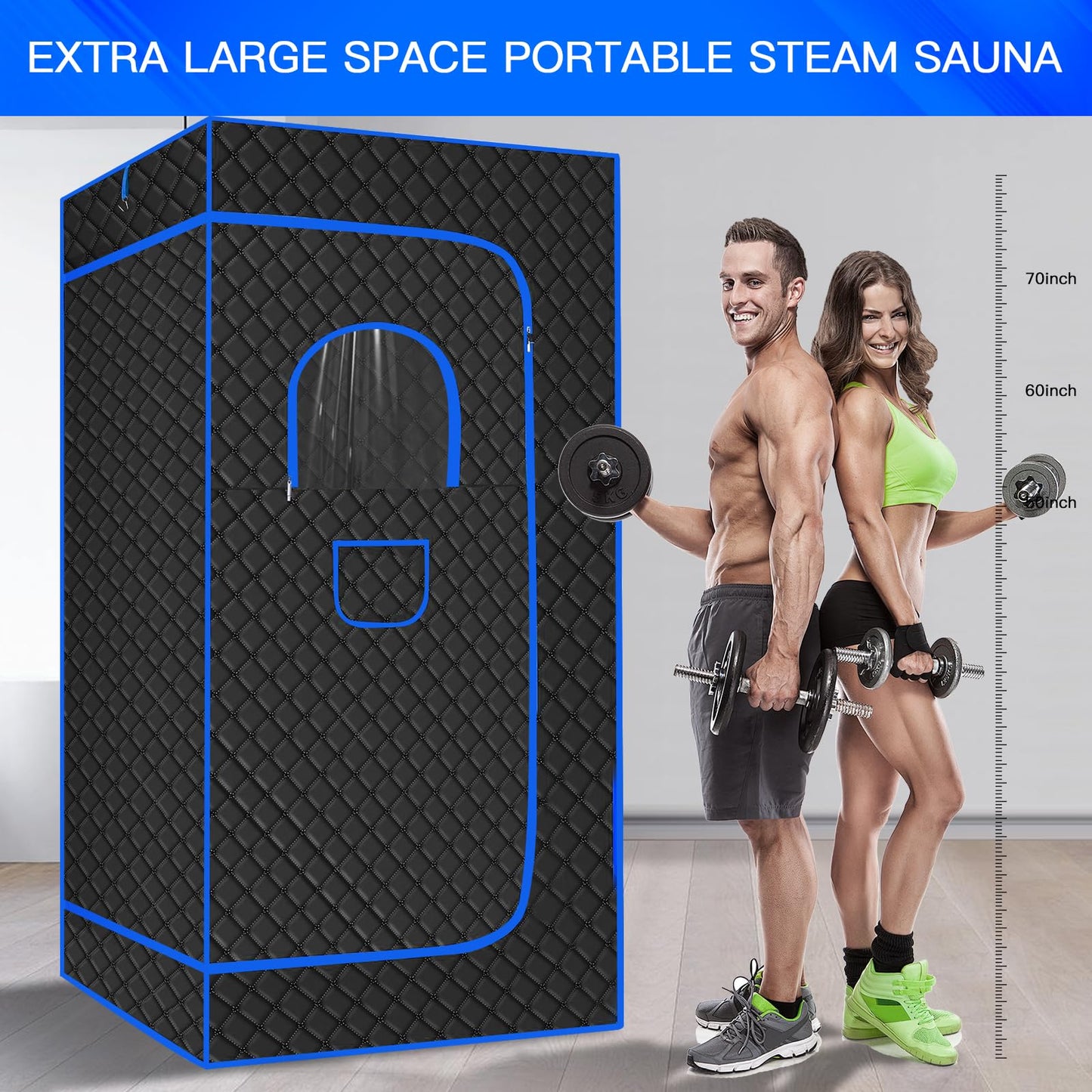Mirrostory Portable Steam Sauna for Home, Full Body Sauna Box, Personal Sauna Steam Sauna Tent at Home Spa with 3L 1200W Steamer, Home Saunas Room for Gym, Pilates, Garage, Size of 71"x36"x36"(Black)
