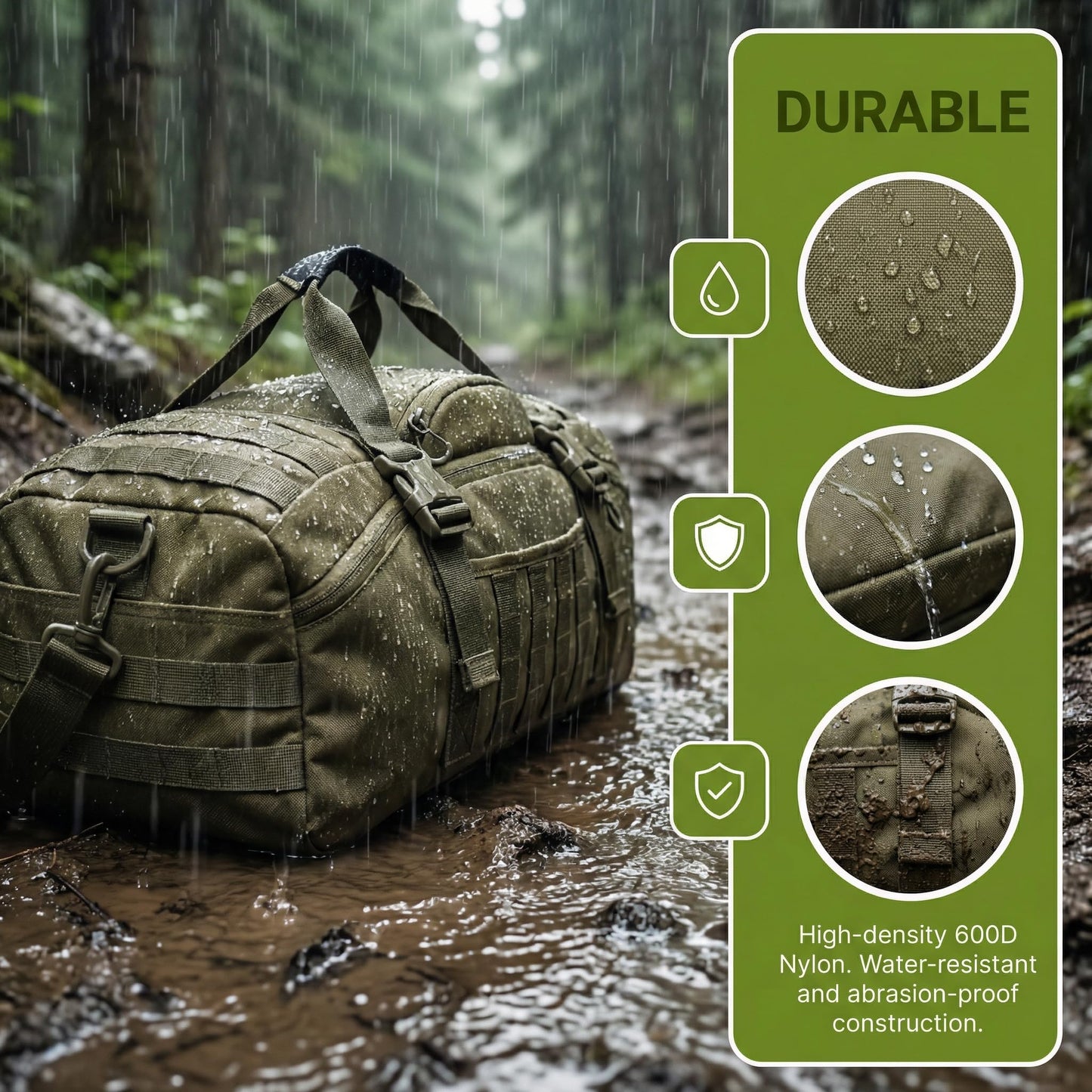 Gym Bag, 3-in-1 Duffel Backpack, Travel & Sports Bag for Outdoor, Tactical, Camping & Hunting – Weekend & Overnight Gear