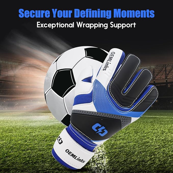 Youth&Adult Goalie Goalkeeper Gloves with Finger Protection Breathable Soccer Gloves with Strong Grips，6 Colors，Sizes 7-10