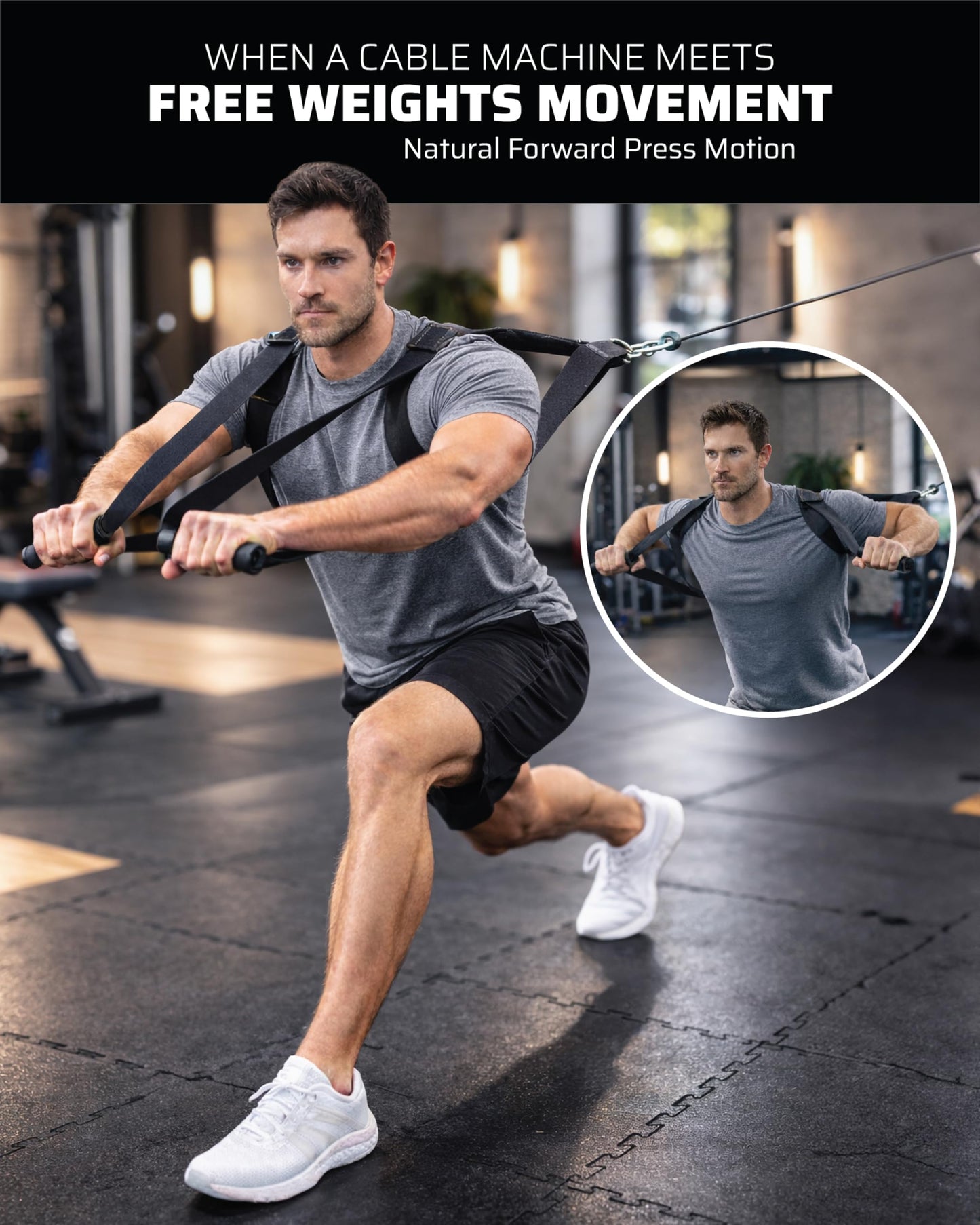THEFITGUY Power Push Handles | Natural Cable Chest Press | No Cable Rubs | Horizontal & Vertical Grip | Full Range of Motion | for Pulleys, Smart Gyms & Home Gyms