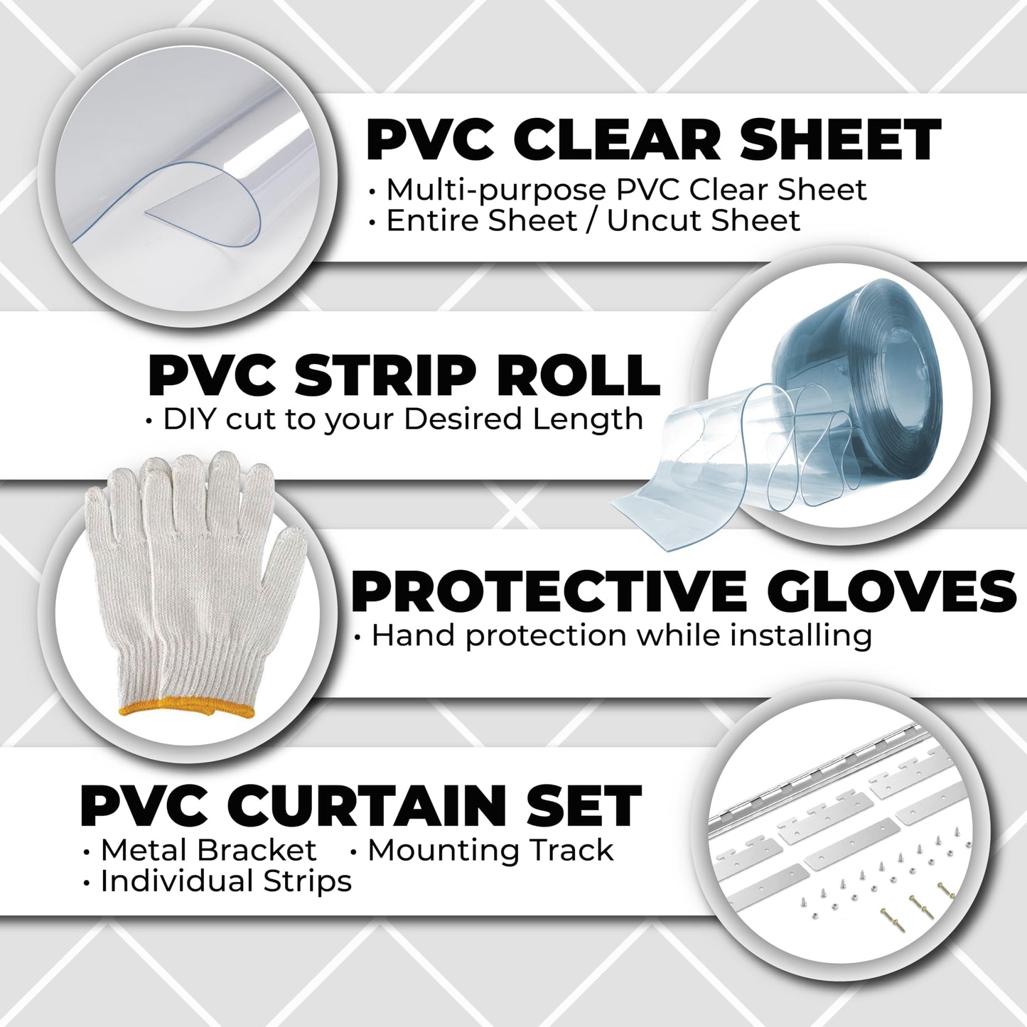 Acepunch PVC Strip Door Curtain Kit – 84" x 96" (7 x 8 ft), Clear Heavy Duty Vinyl Strips, Waterproof Insulated Barrier for Walk-in Freezers, Warehouse, Garage, Commercial Use 1173