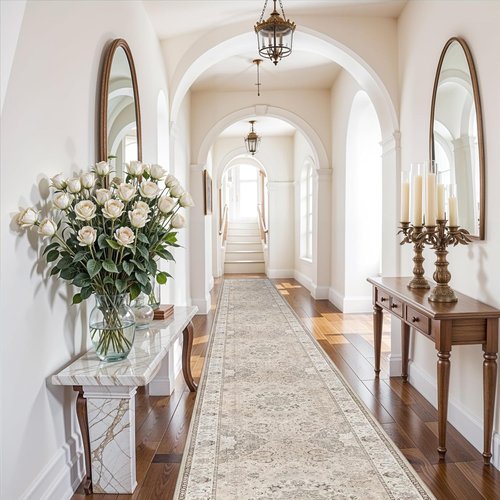 Hallway Washable Runner Rug - Vintage Soft Non-Slip 3x20 Entryway Carpet | Ideal for Kitchen & Living Room