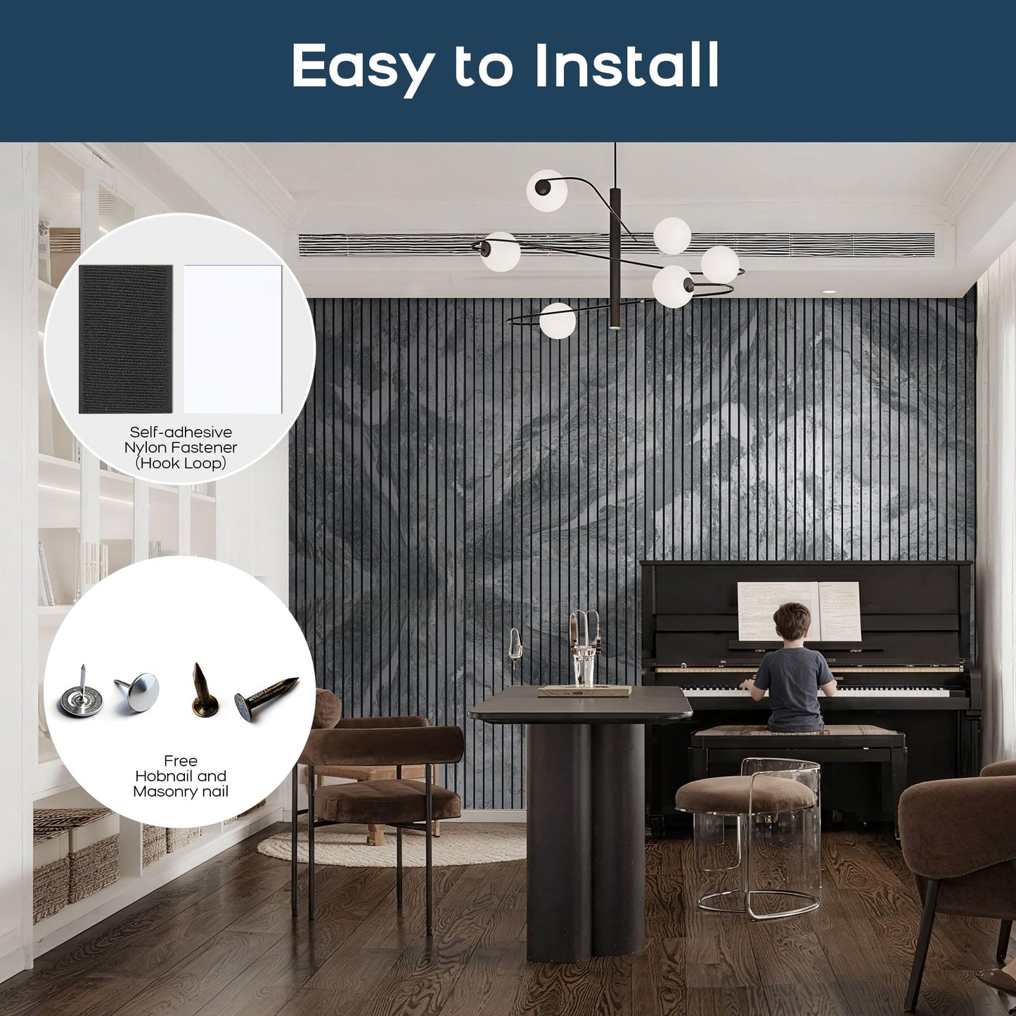 BUBOS Acoustic Panels 4 Pack, Decorative Soundproof Wall Panels Marble Pattern, Sound Absorbing Panels 47.2" X 23.6" X 0.4" Peel & Stick Acoustic Treatment for Studio, Office, Home Theater (Vein)