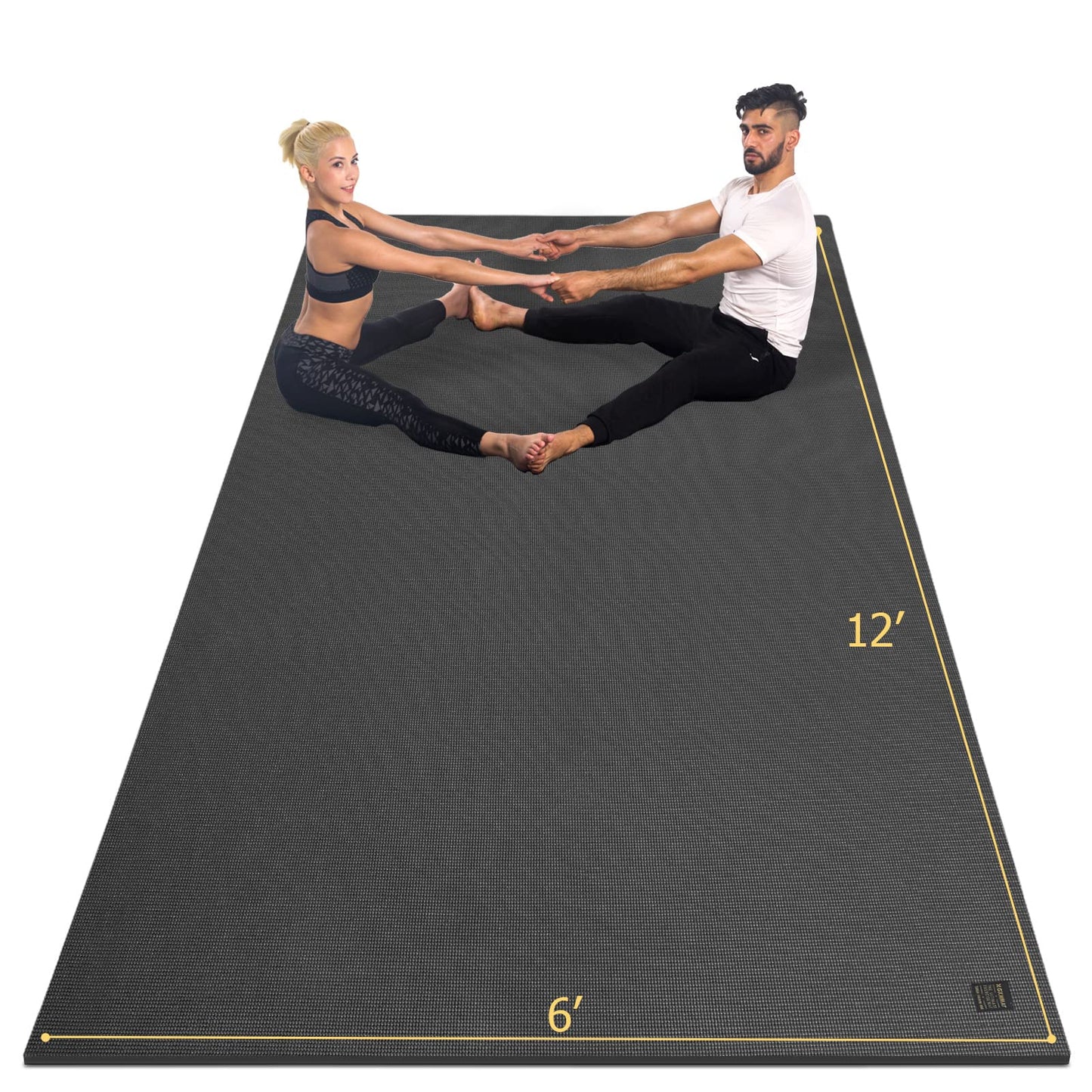 GXMMAT Large Yoga Mat 12'x6'/10'x6'/6'x8'(7mm), Extra Thick Workout Mats for Home Gym Flooring, Ultra Comfortable Non-Slip Quick Resilient Barefoot Wide Exercise Mat for Pilates, Stretching,Meditation