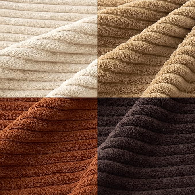 MIULEE Boho Farmhouse Throw Pillow Covers 20x20 Inch Set of 4 Rustic Mordern Neutral Cushion Covers Soft Corduroy Nordic Home Decor for Couch Bed Sofa Living Room Chocolate Brown/Rust