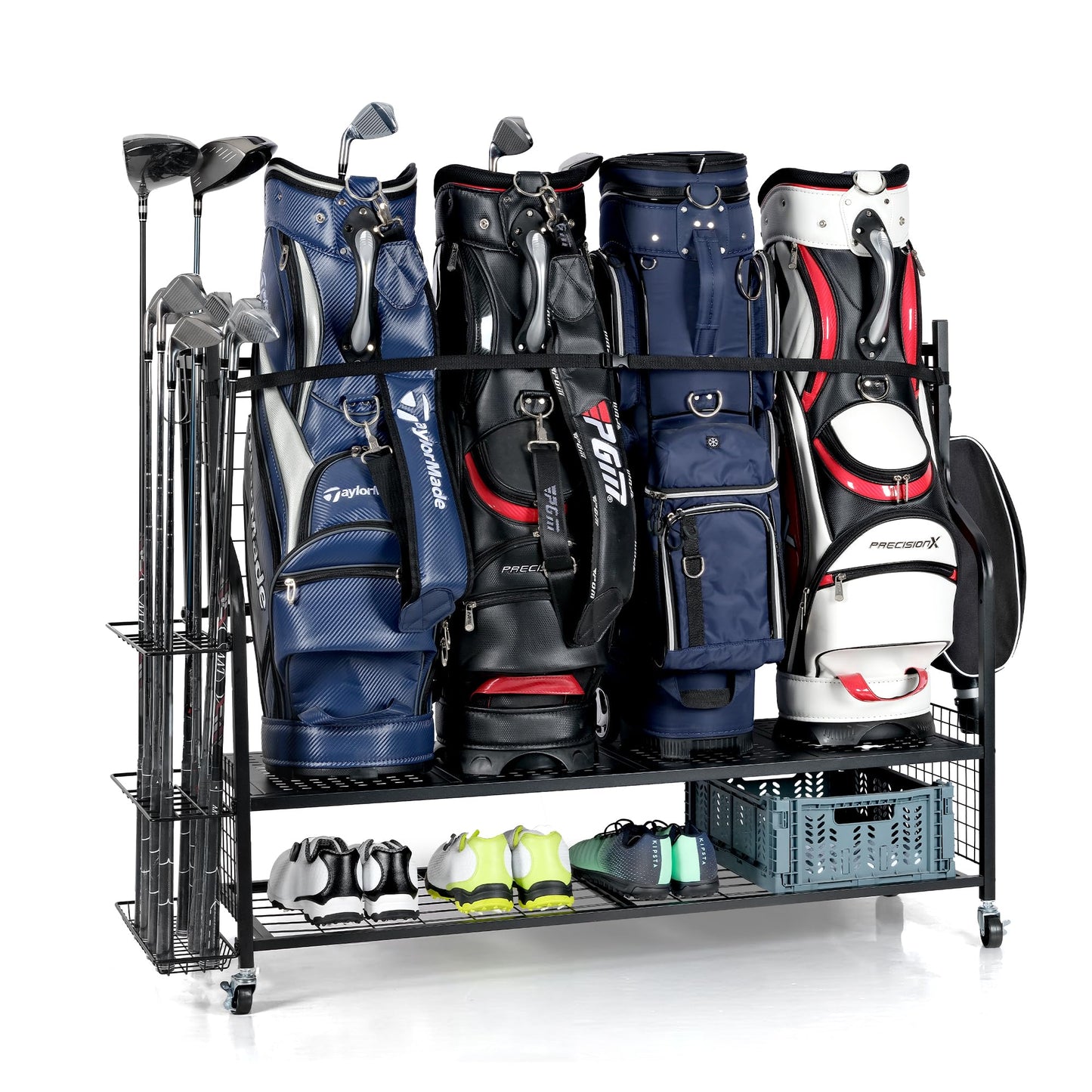 PLKOW 4 Golf Bag Organizer Garage Storage, Extra Large Golf Bag Storage Rack for Golf Bag, Golf Clubs and Golf Accessories, Golf Storage for Garage, Golf Clubs, Basement