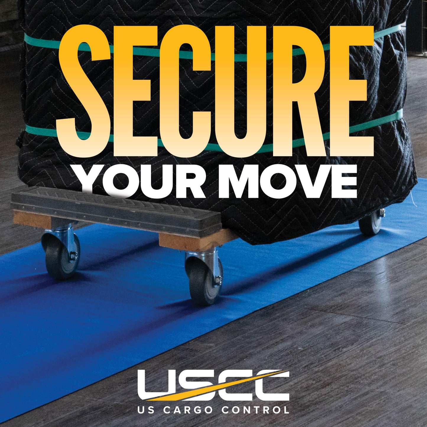 US Cargo Control Furniture Dolly Heavy Duty with Rubber Caps 18" x 32", 1,000 LBS Capacity, Heavy Duty 4 Wheel Dolly for Moving Furniture and Heavy Items, Non-Marking 4" Rubber Swivel Wheels