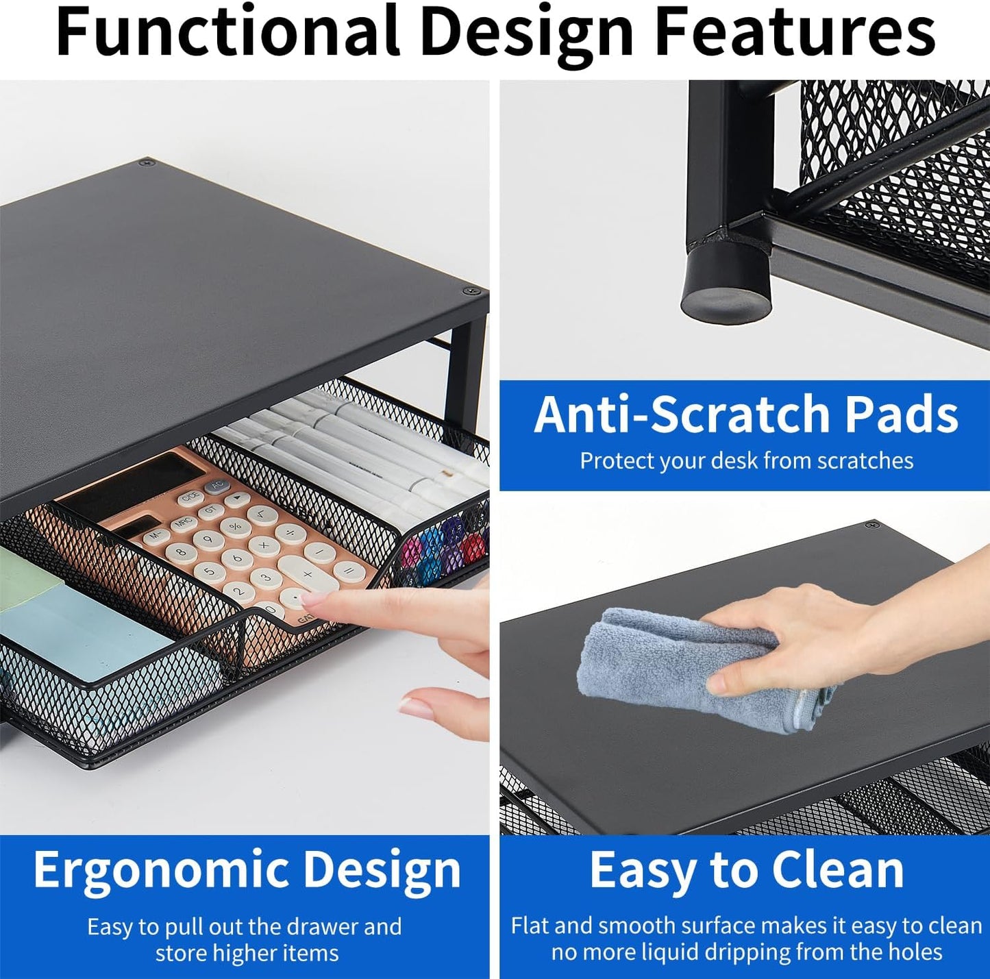 Small Laptop Stand for Desk, Monitor Stand Riser, Desk Organizer for Office Organization, Office Desk Accessories